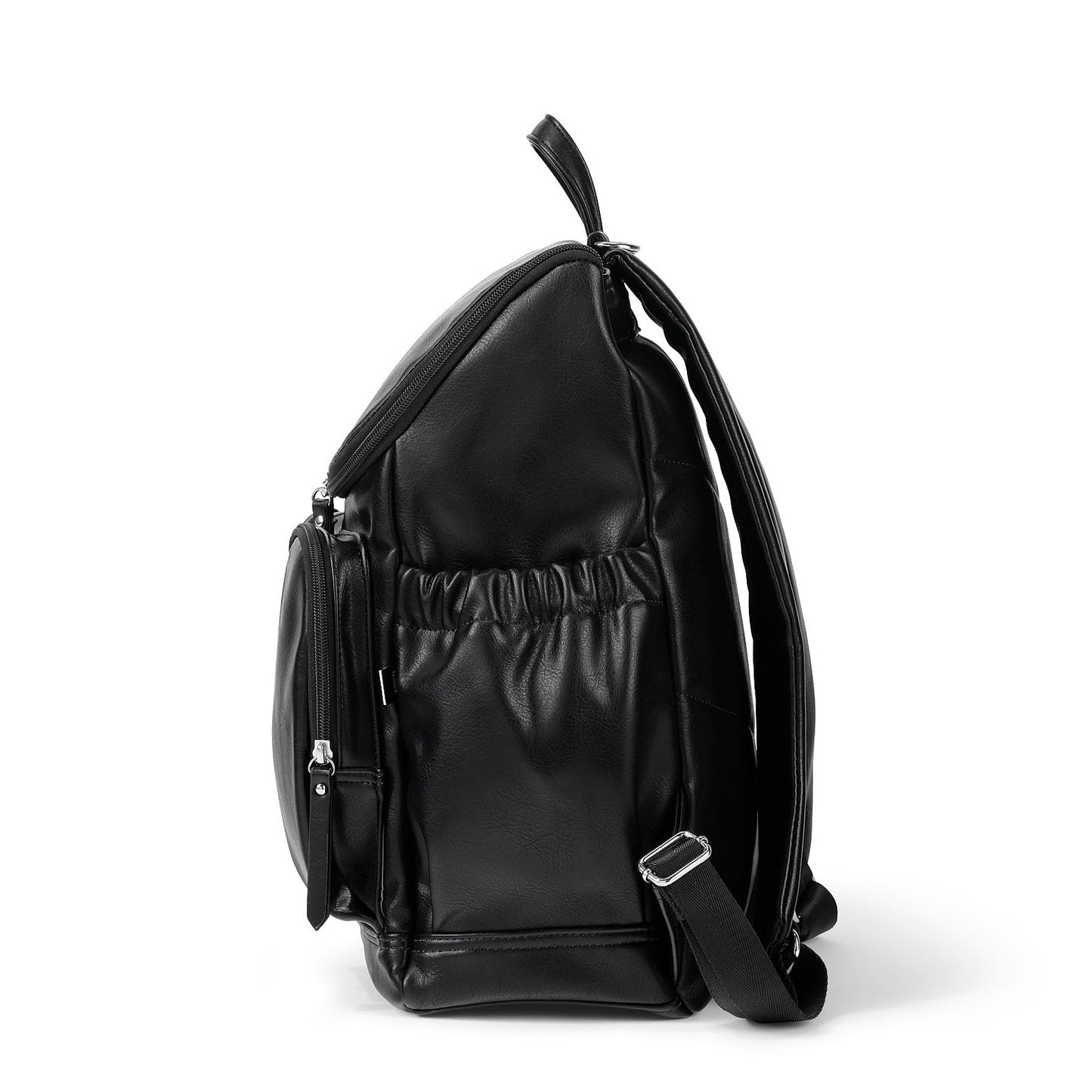 Faux Leather Diaper Backpack - Black