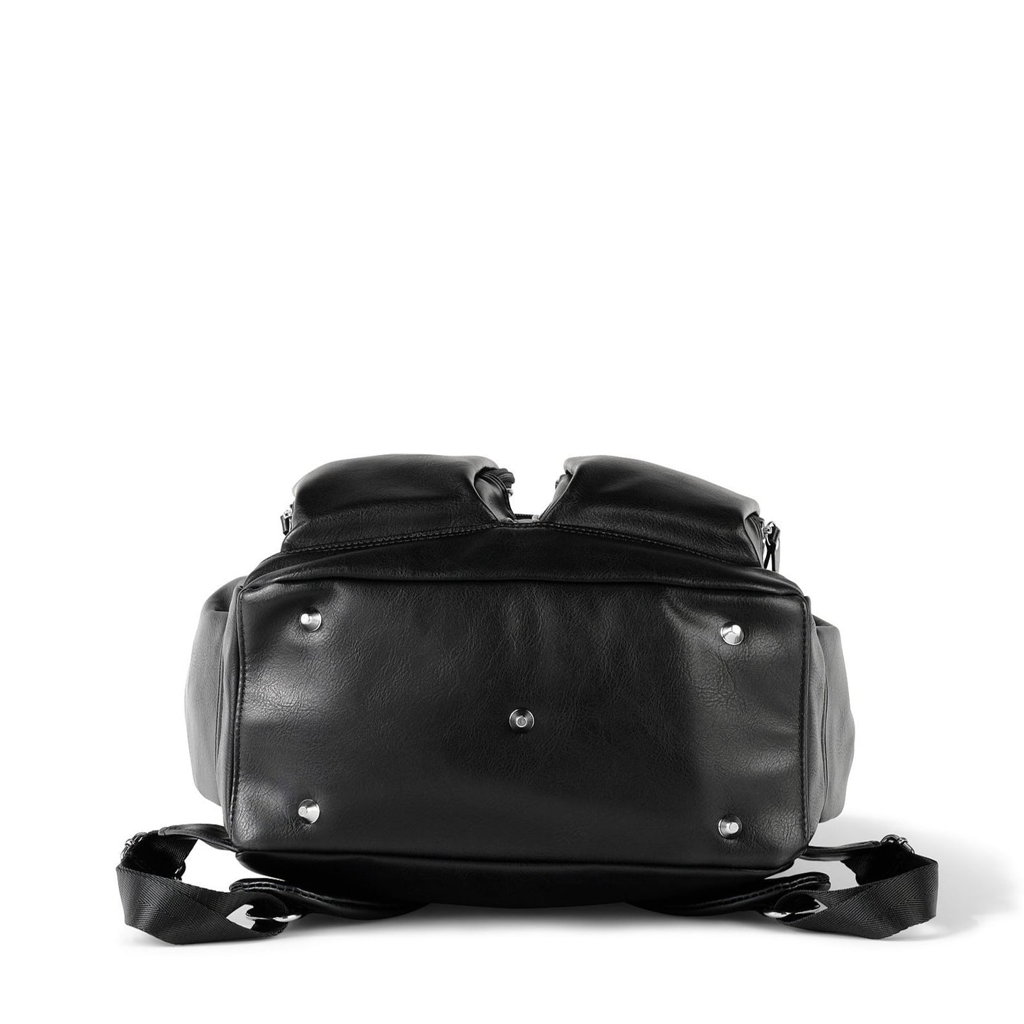 Faux Leather Diaper Backpack - Black