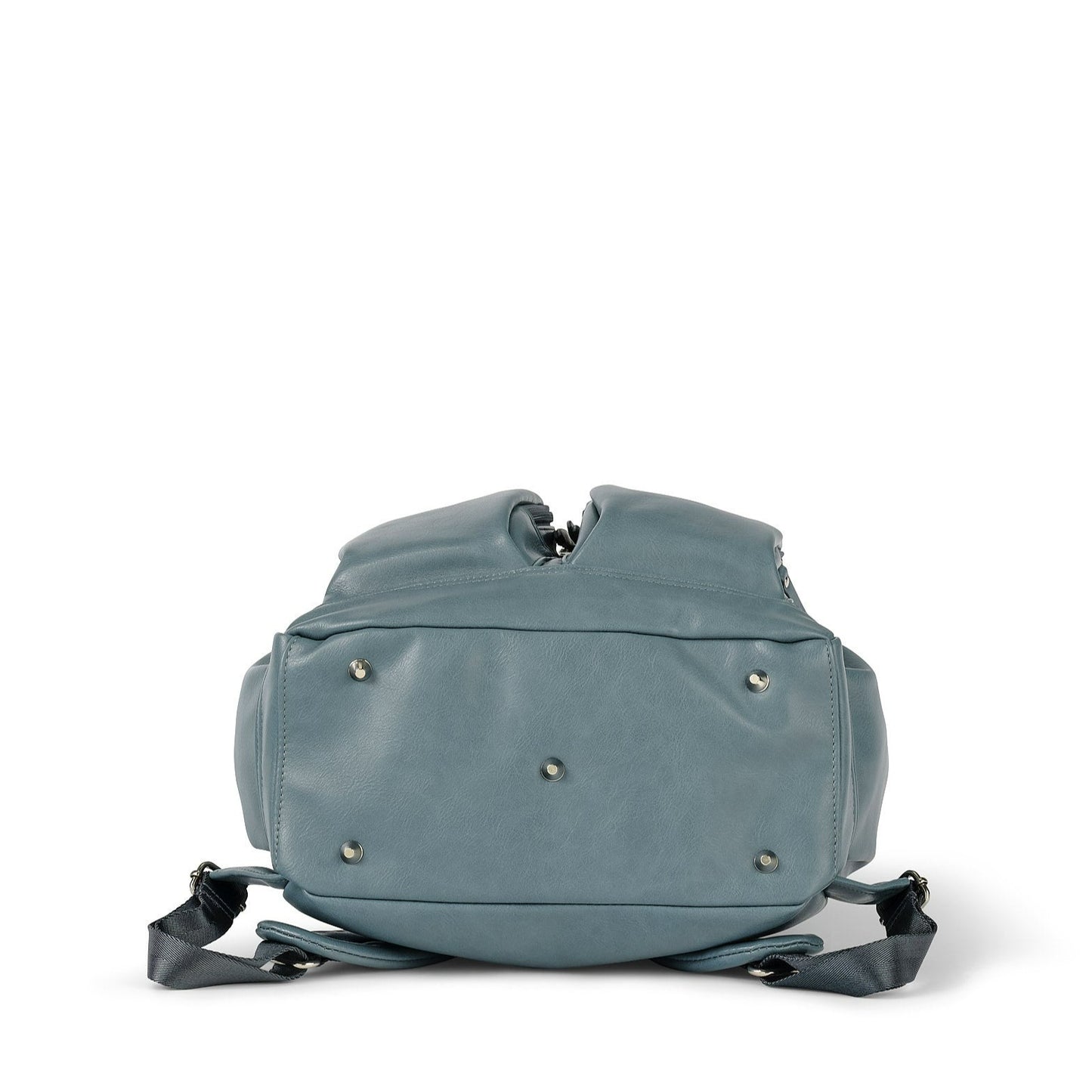 Faux Leather Diaper Backpack - Stone Blue