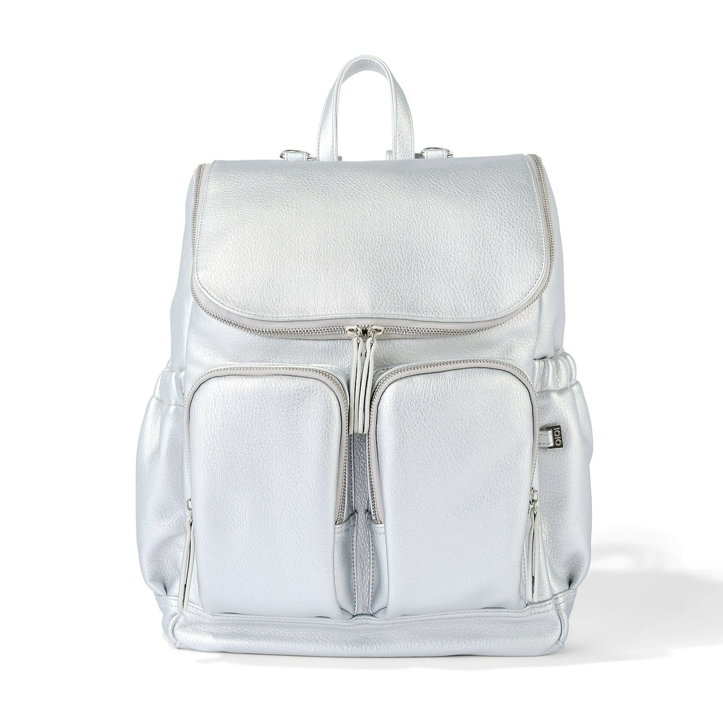 Dimple Faux Leather Diaper Backpack - Metallic