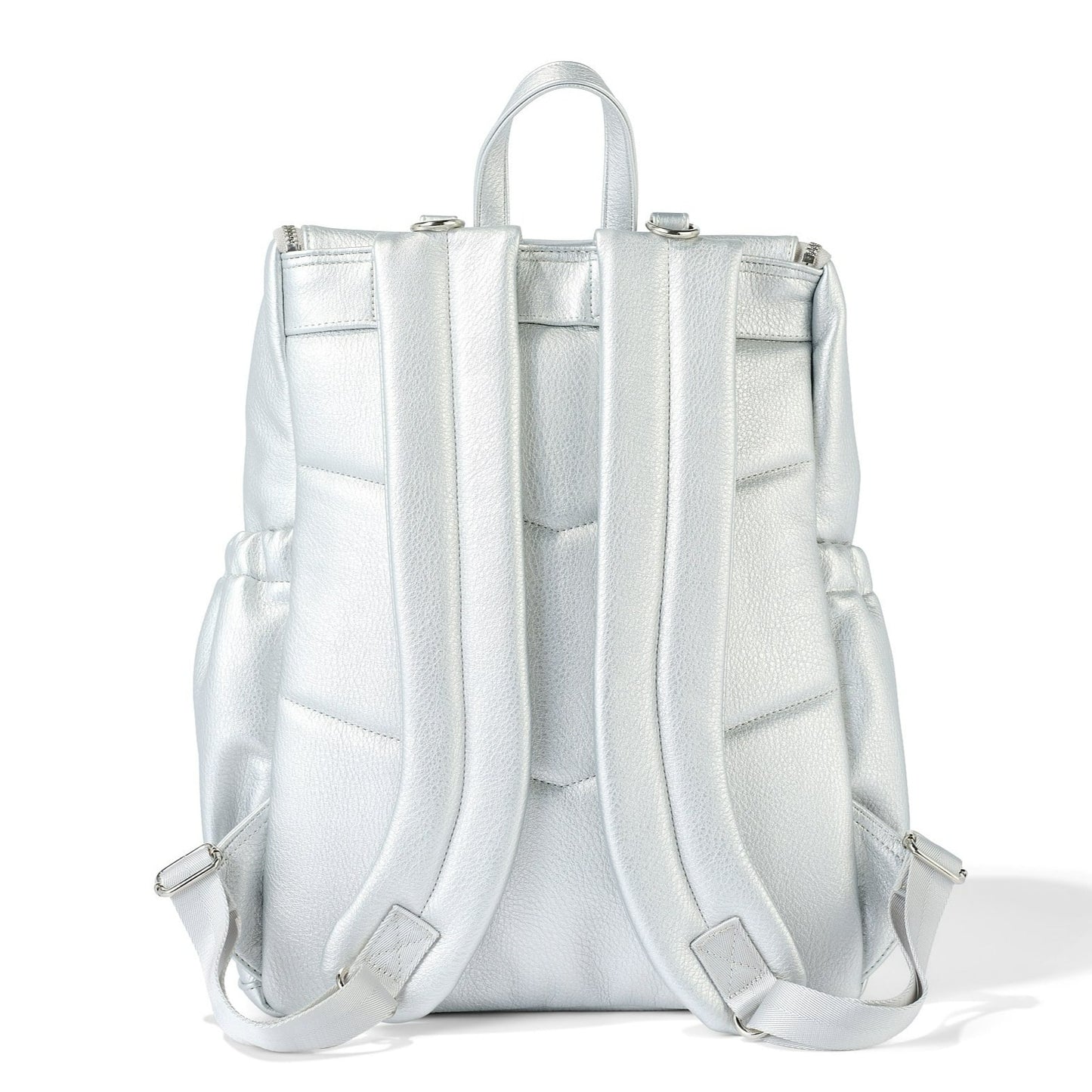 Dimple Faux Leather Diaper Backpack - Metallic