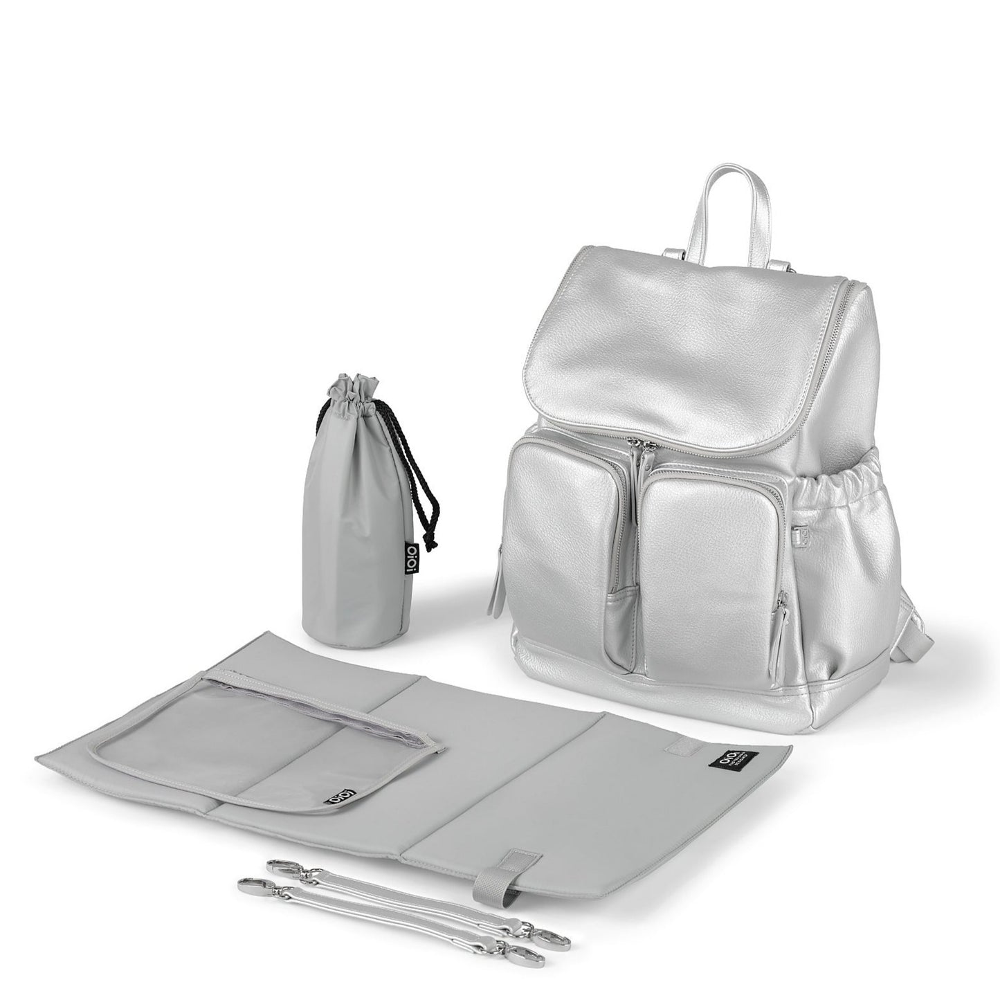 Dimple Faux Leather Diaper Backpack - Metallic