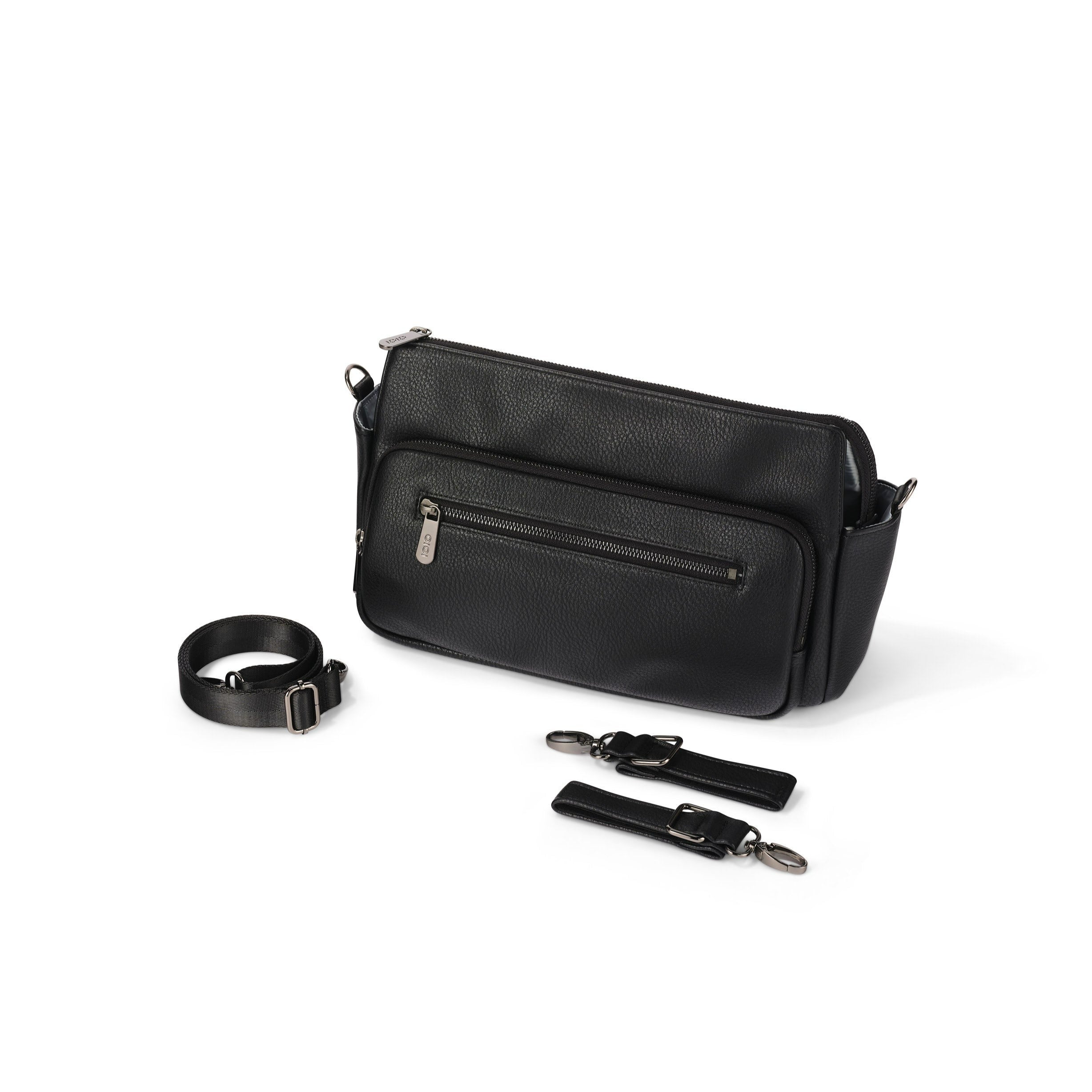 Multitasker Stroller and Pram Organiser/Caddy - Black Vegan Leather