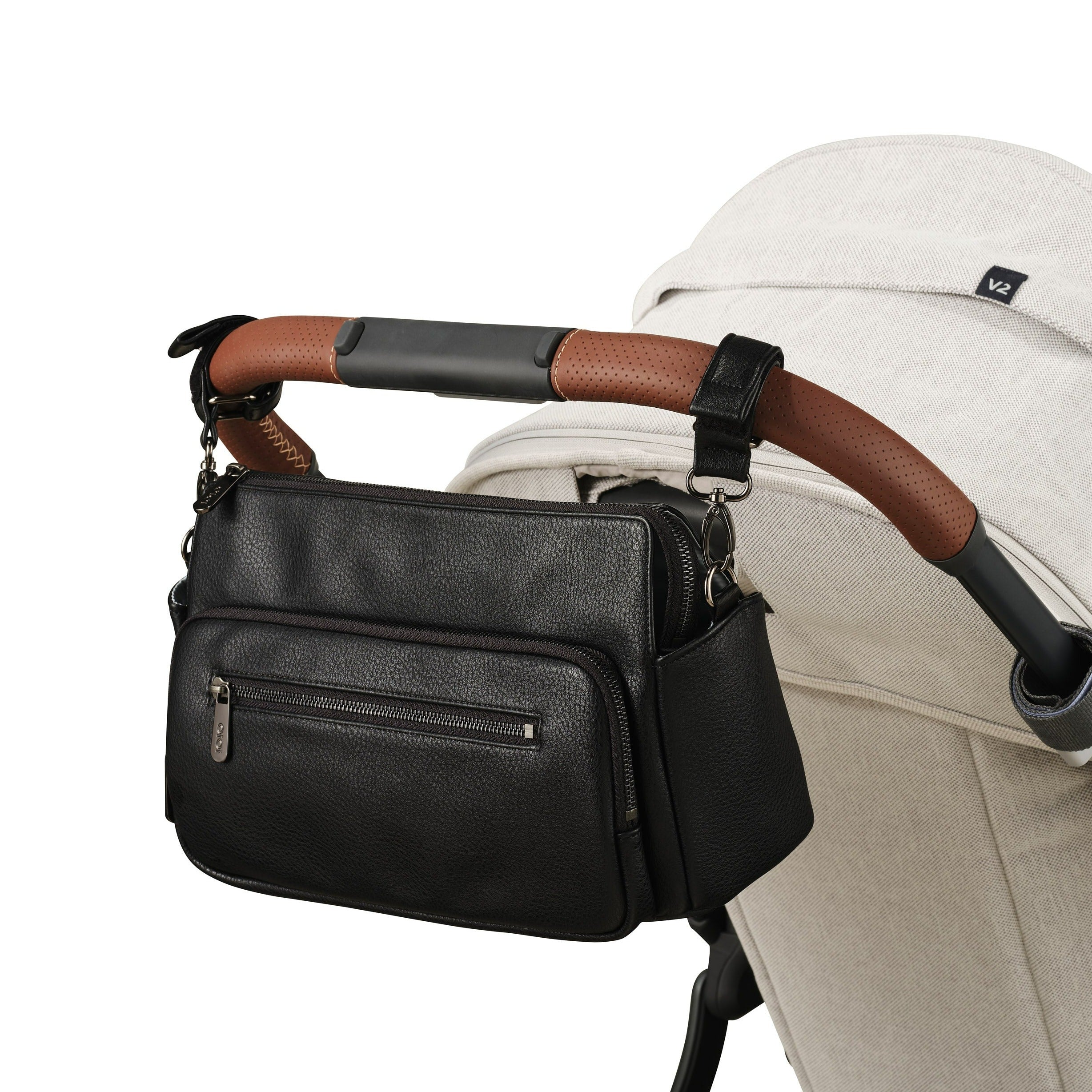 Multitasker Stroller and Pram Organiser/Caddy Black Vegan