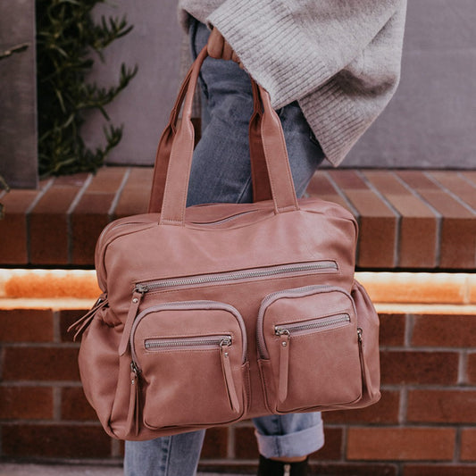 Carry All Diaper Bag - Dusty Rose Vegan Leather