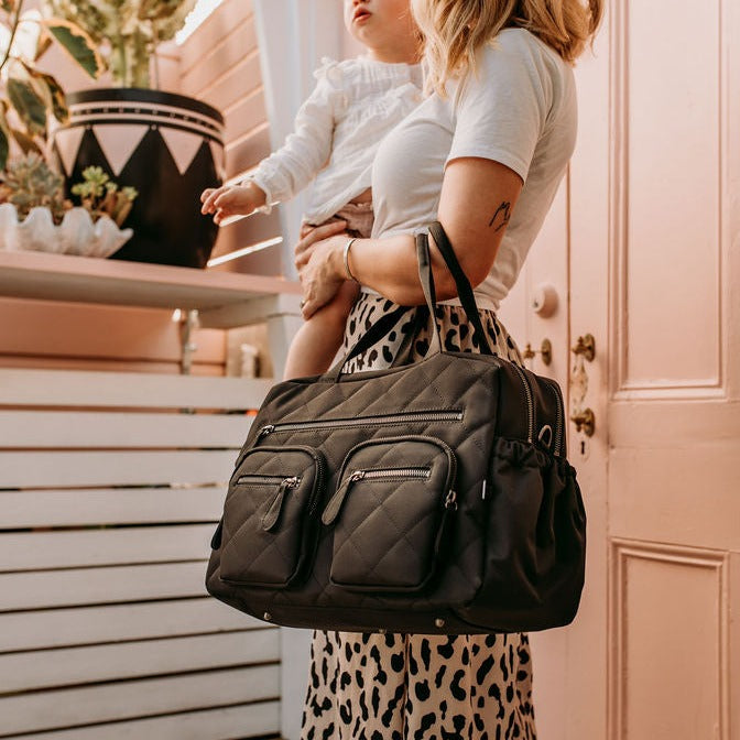 Carry All Diaper Bag - Black Diamond Quilt