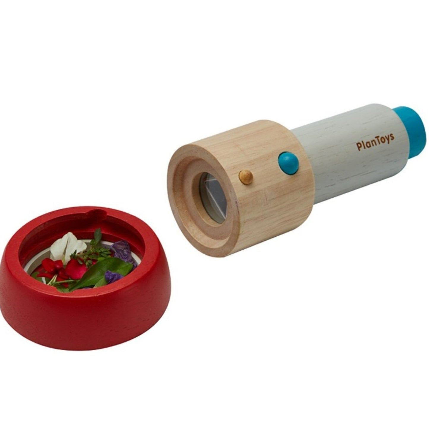 Little ones can put their favorite objects inside and experience a swirling explosion of brilliant colors.