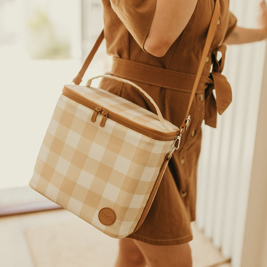 Midi Insulated Bag - Beige Gingham