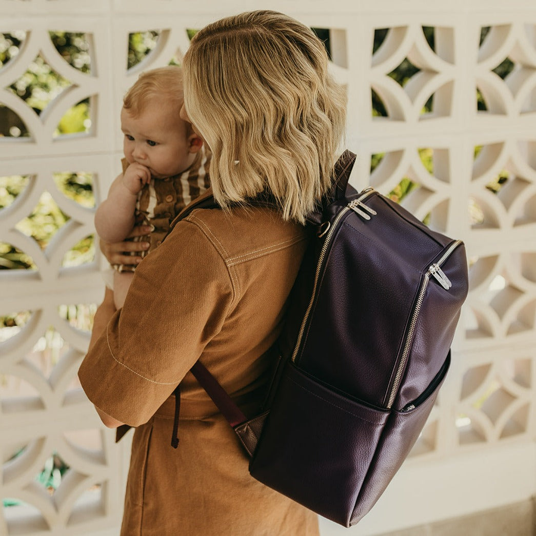 Multitasker Diaper Backpack - Mulberry Vegan Leather