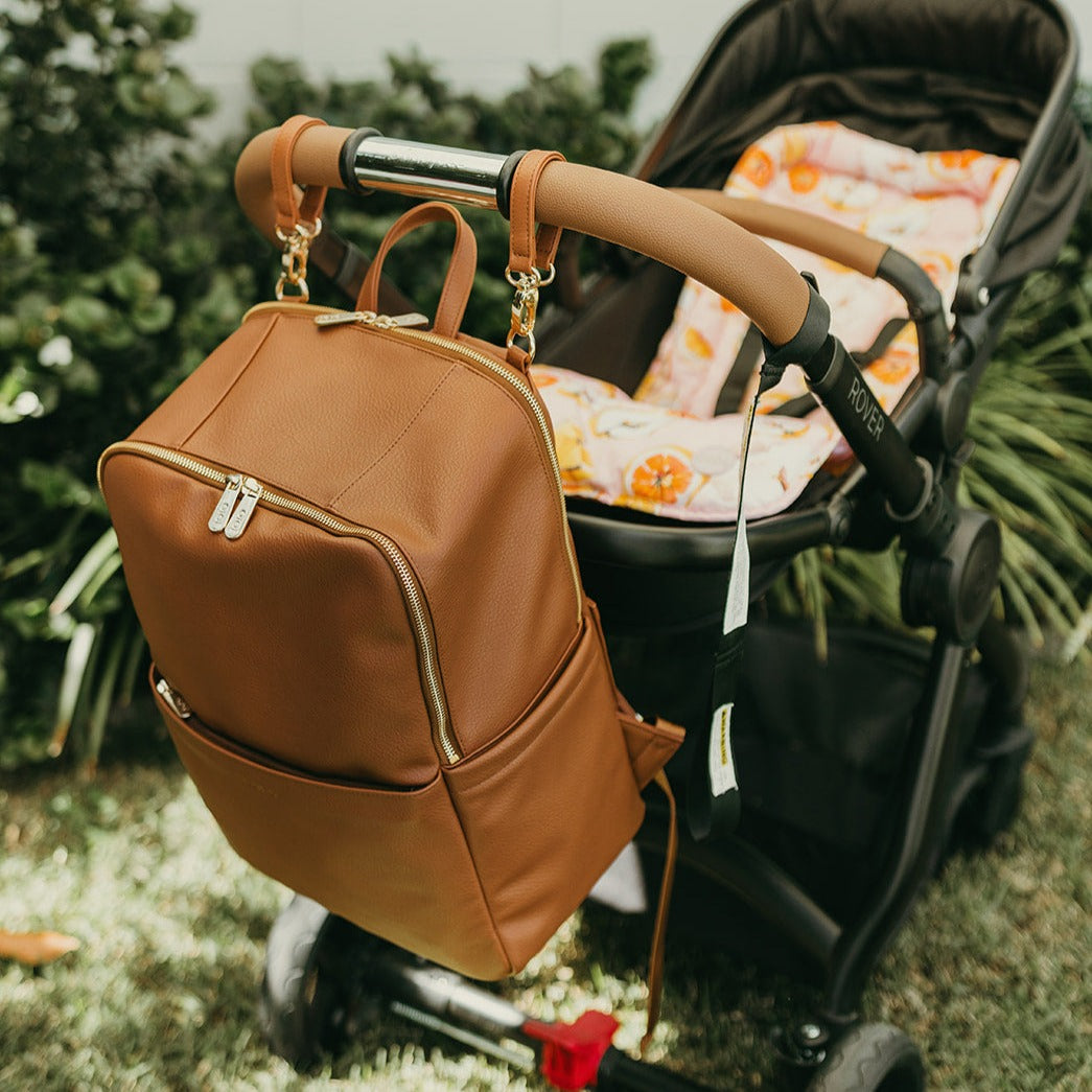 Multitasker Diaper Backpack - Chestnut Brown Vegan Leather