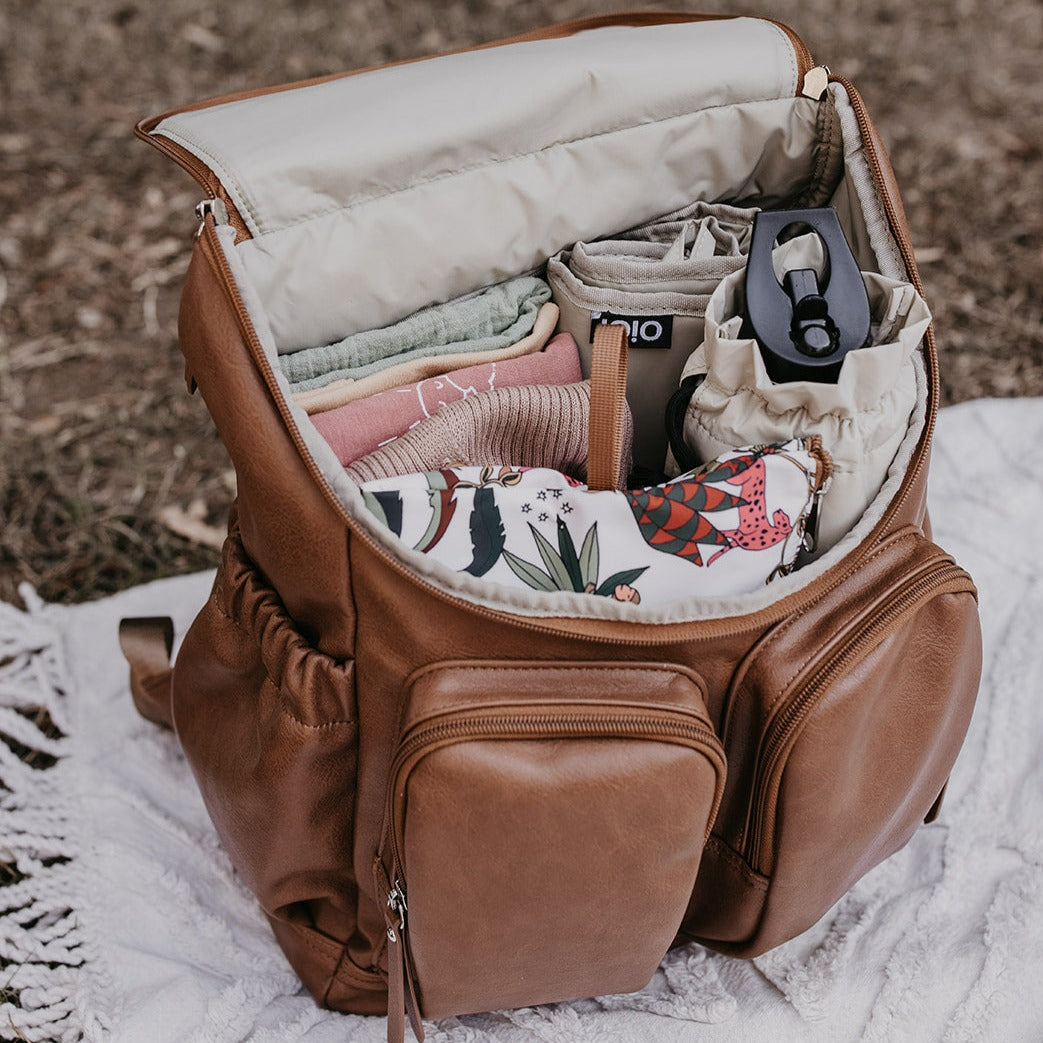 Signature Diaper Backpack - Tan Vegan Leather