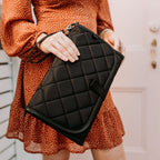 Diaper Changing Mat Clutch -  Black Quilt
