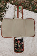 Diaper Changing Mat Clutch -  Jungle Black/Tan