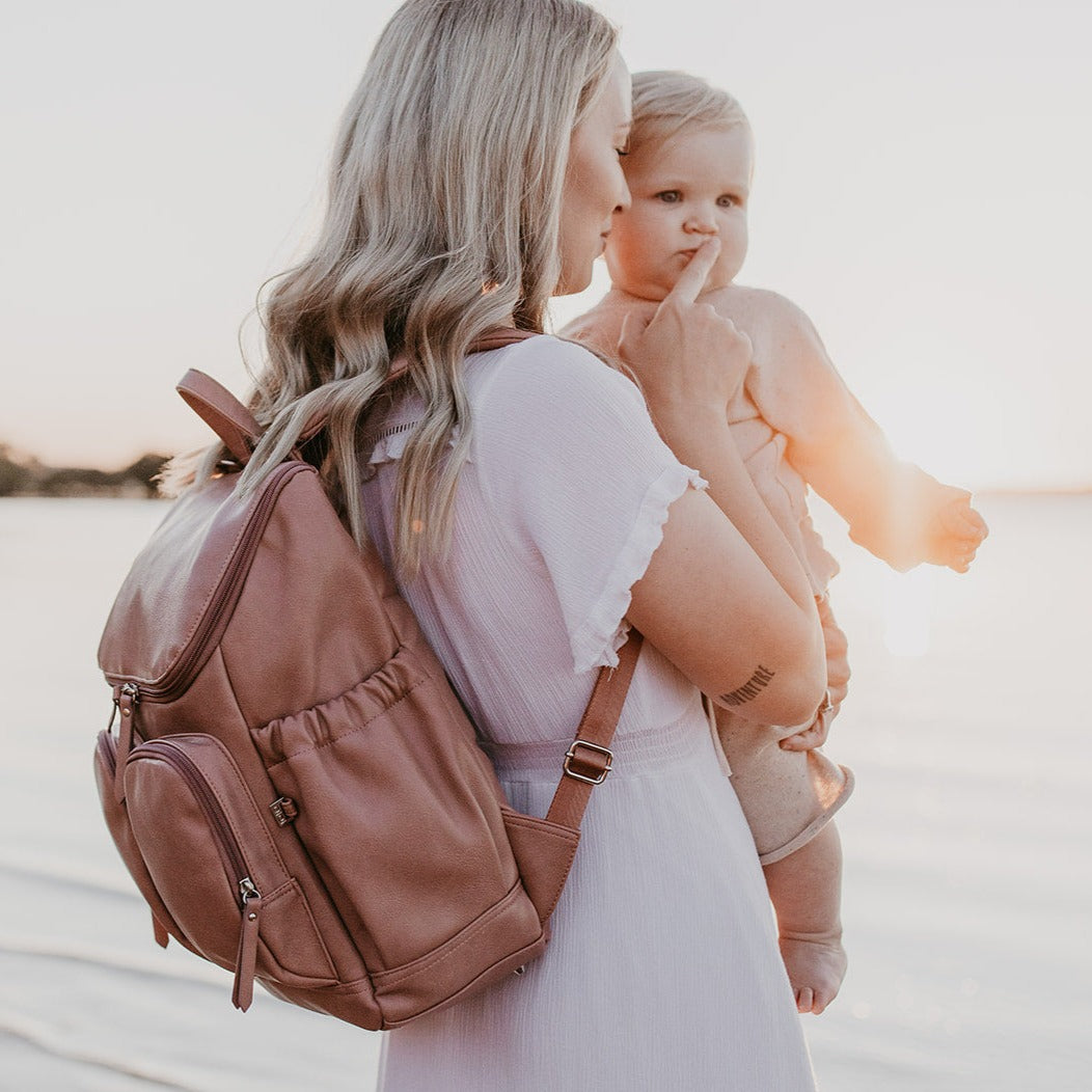 Signature Diaper Backpack - Dusty Rose Vegan Leather