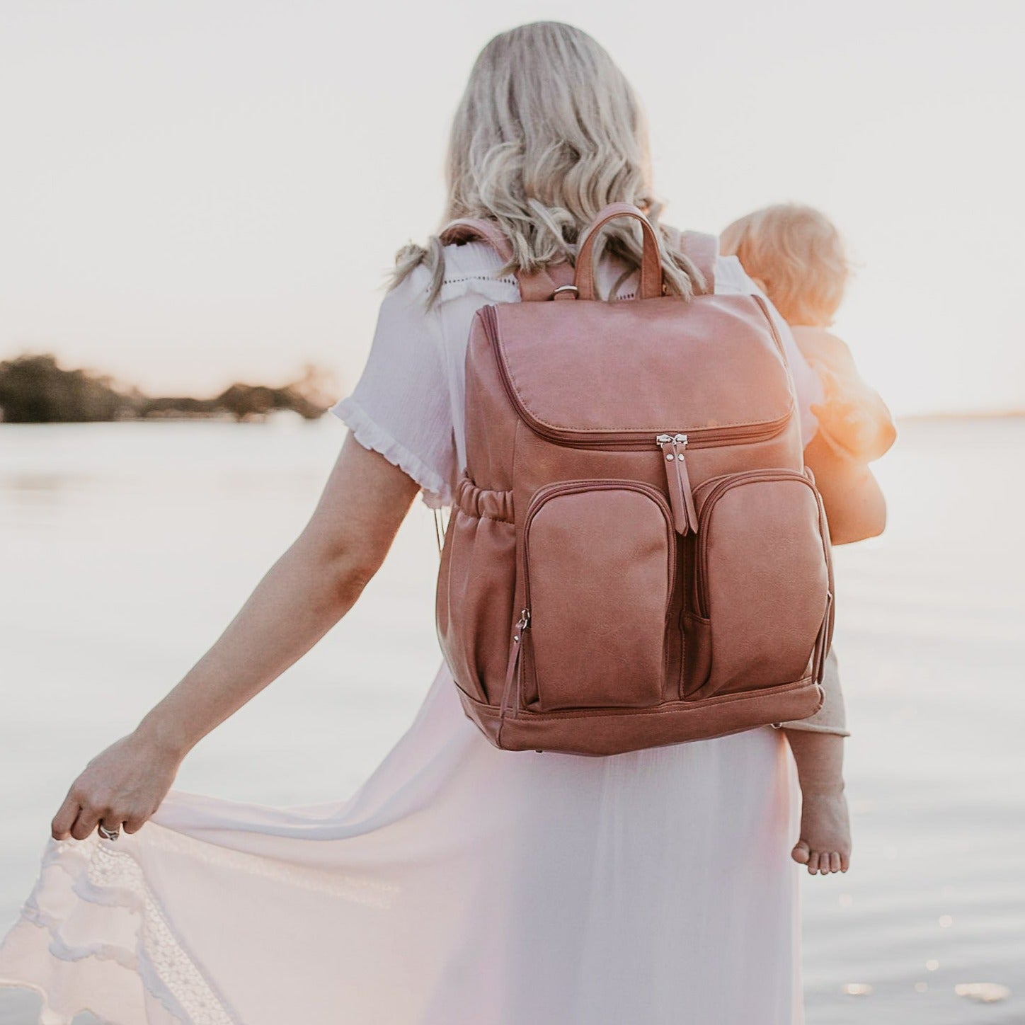 Signature Diaper Backpack - Dusty Rose Vegan Leather