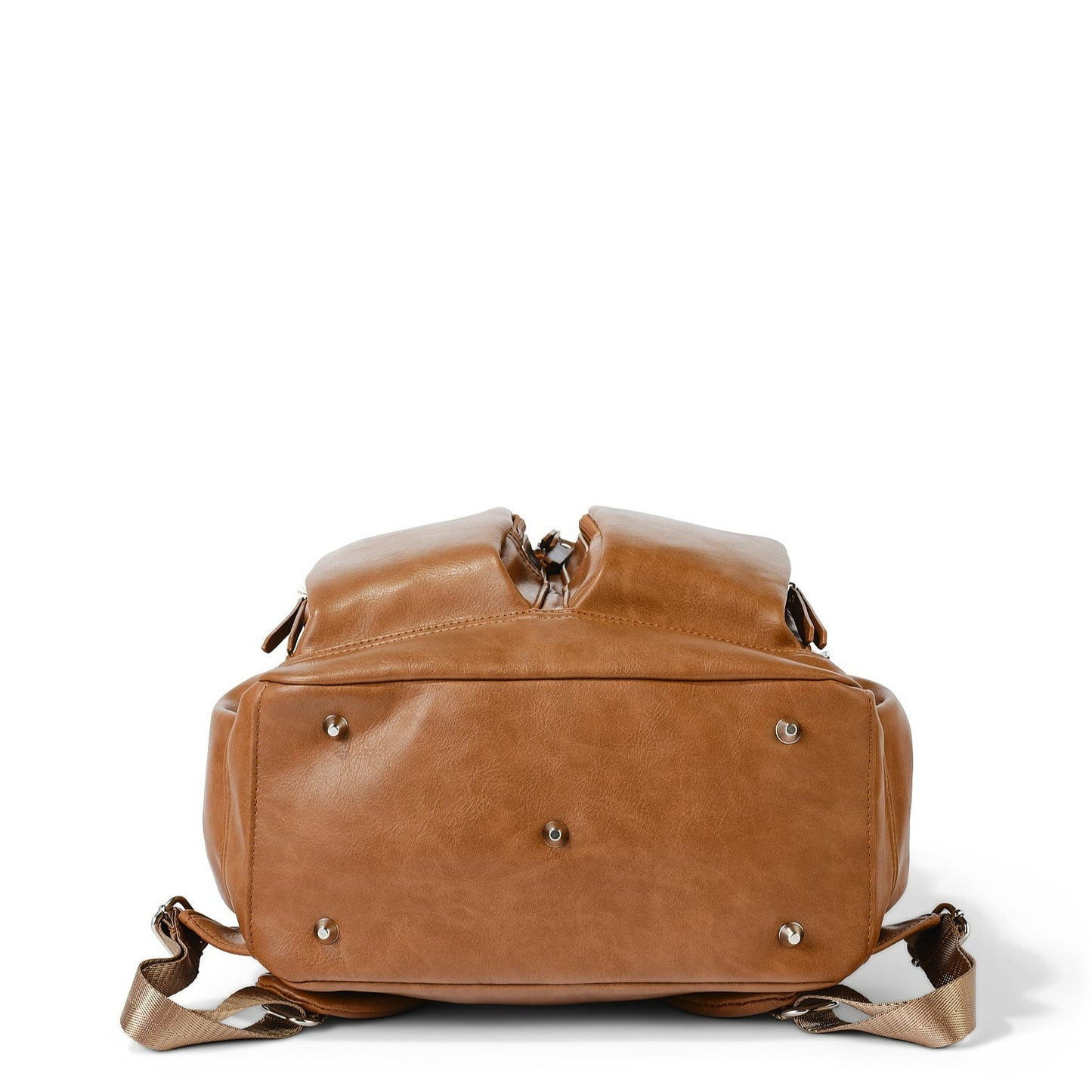 Faux Leather Diaper Backpack - Tan