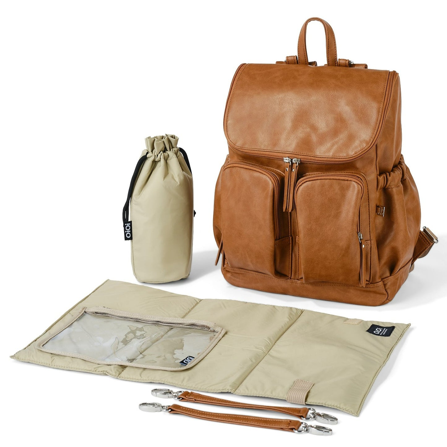 Signature Diaper Backpack - Tan Vegan Leather