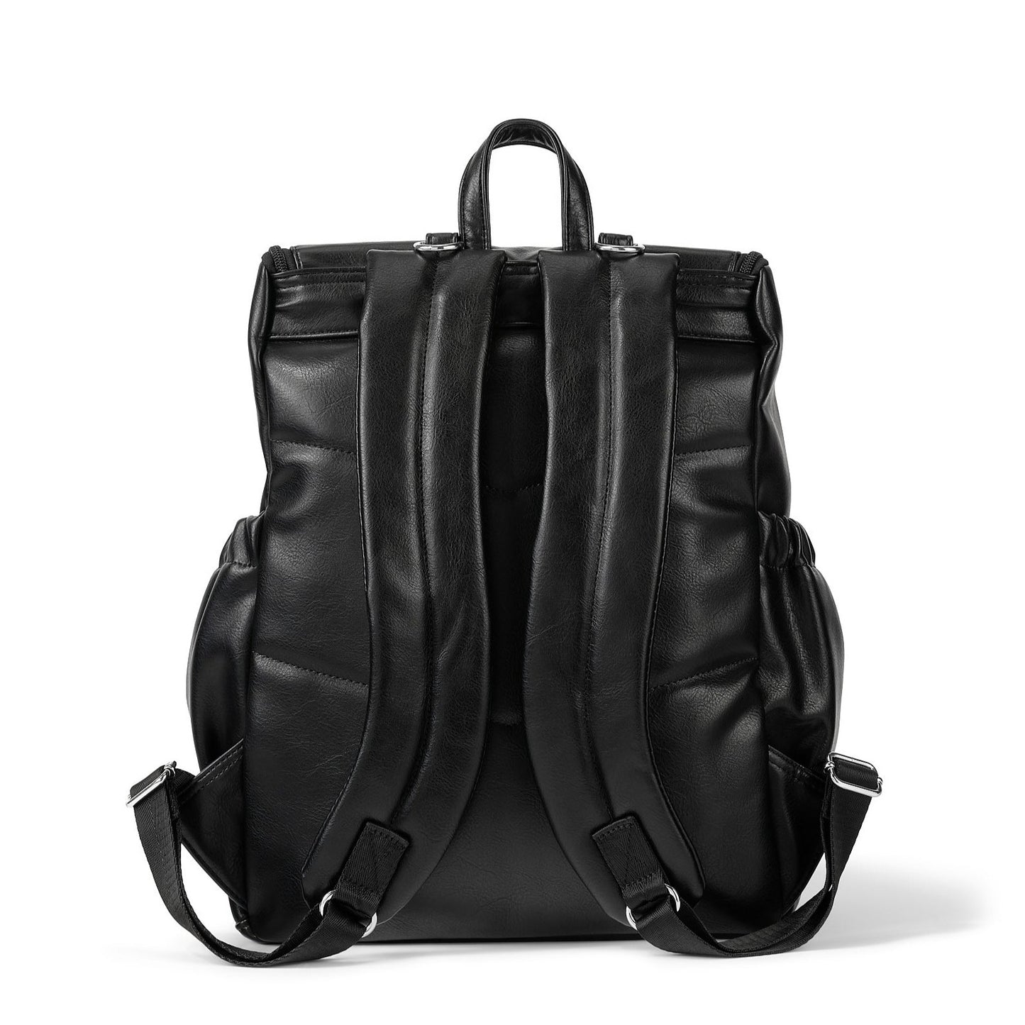 Faux Leather Diaper Backpack - Black