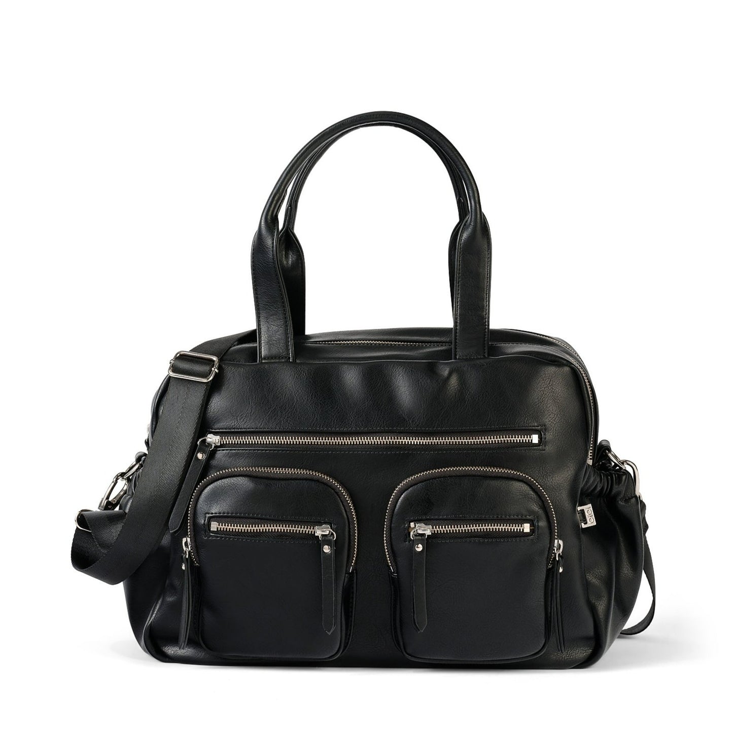 Carry All Diaper Bag - Black Vegan Leather