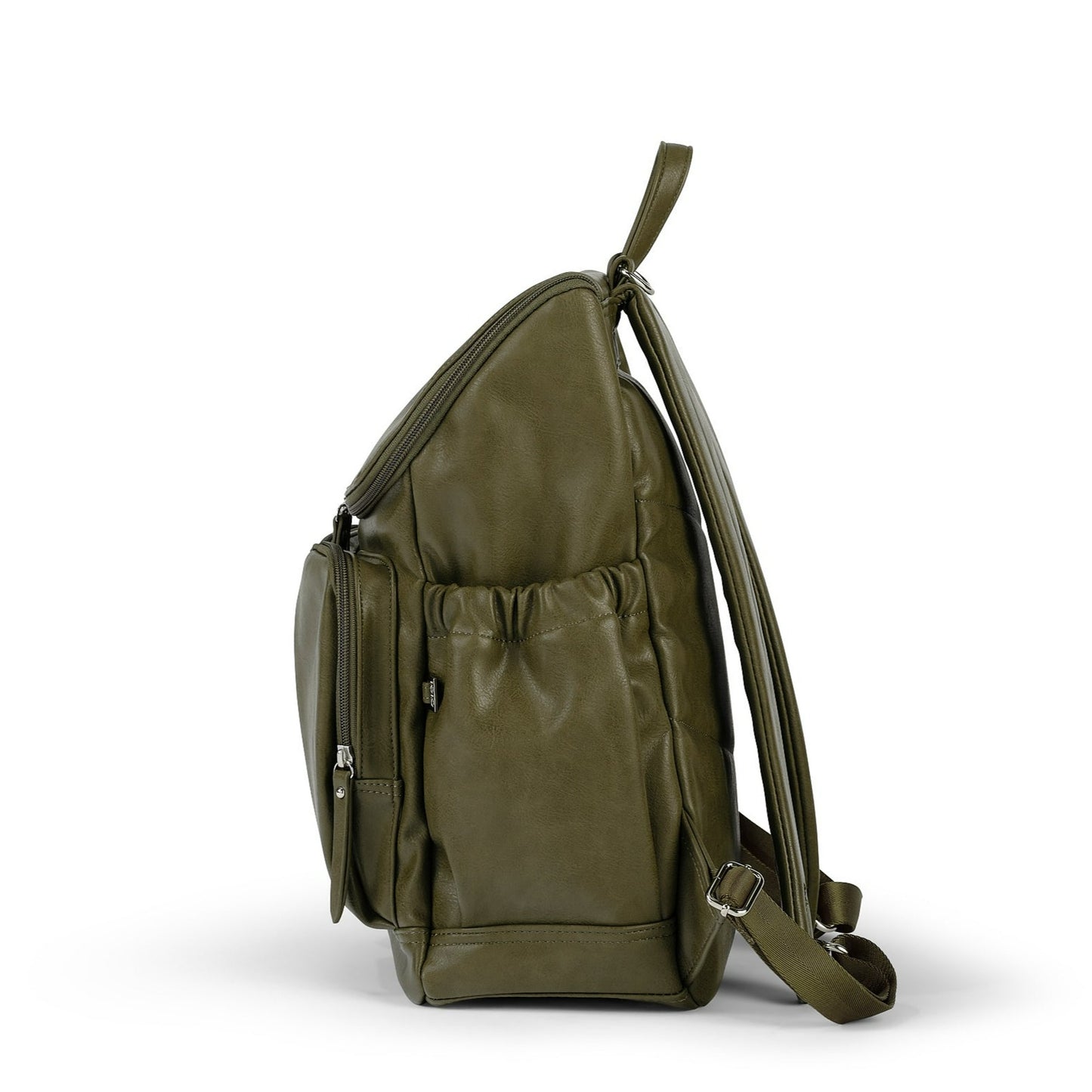 Faux Leather Diaper Backpack - Olive