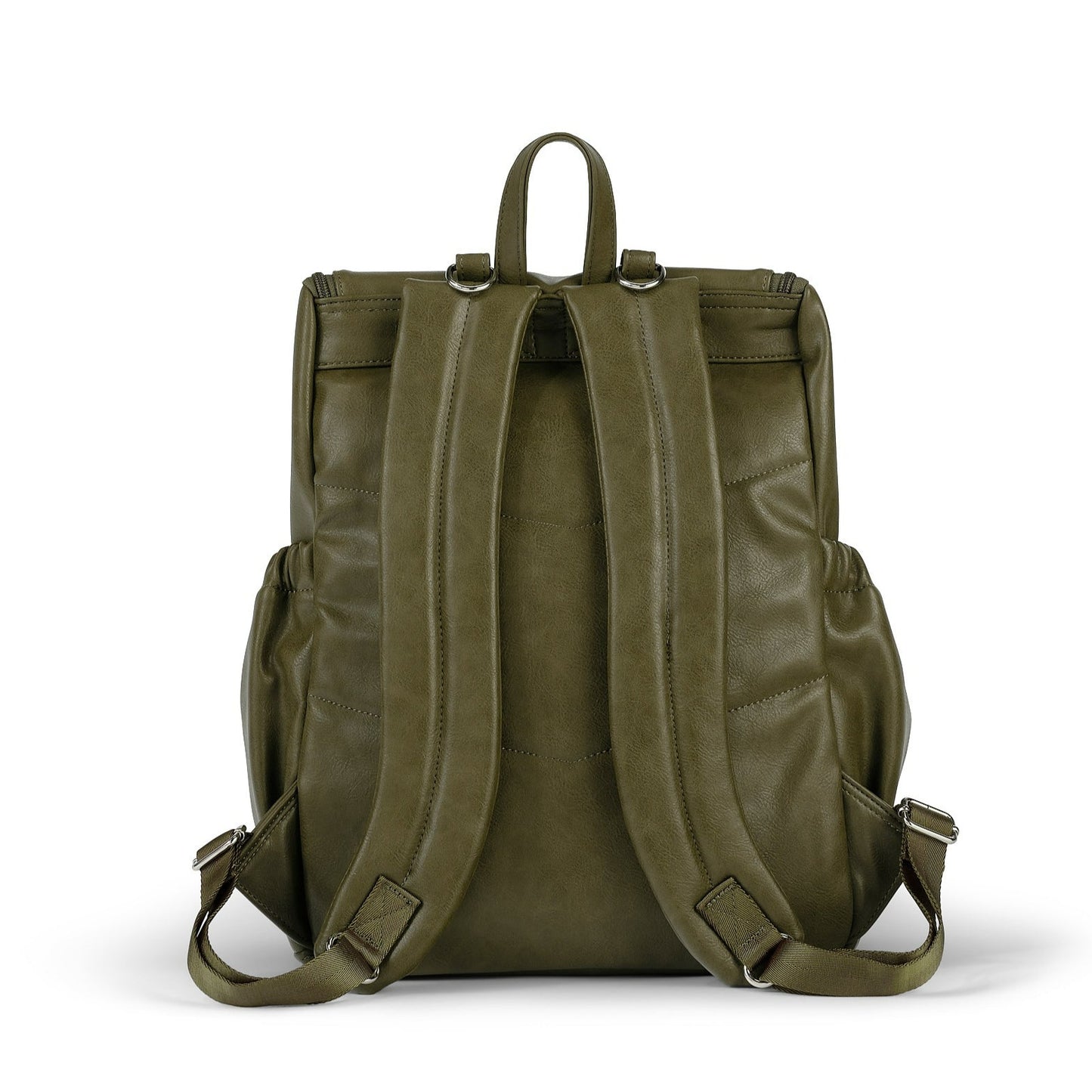 Faux Leather Diaper Backpack - Olive