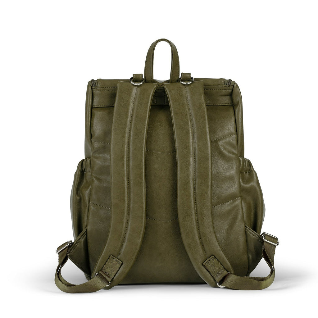 Signature Diaper Backpack - Olive Vegan Leather