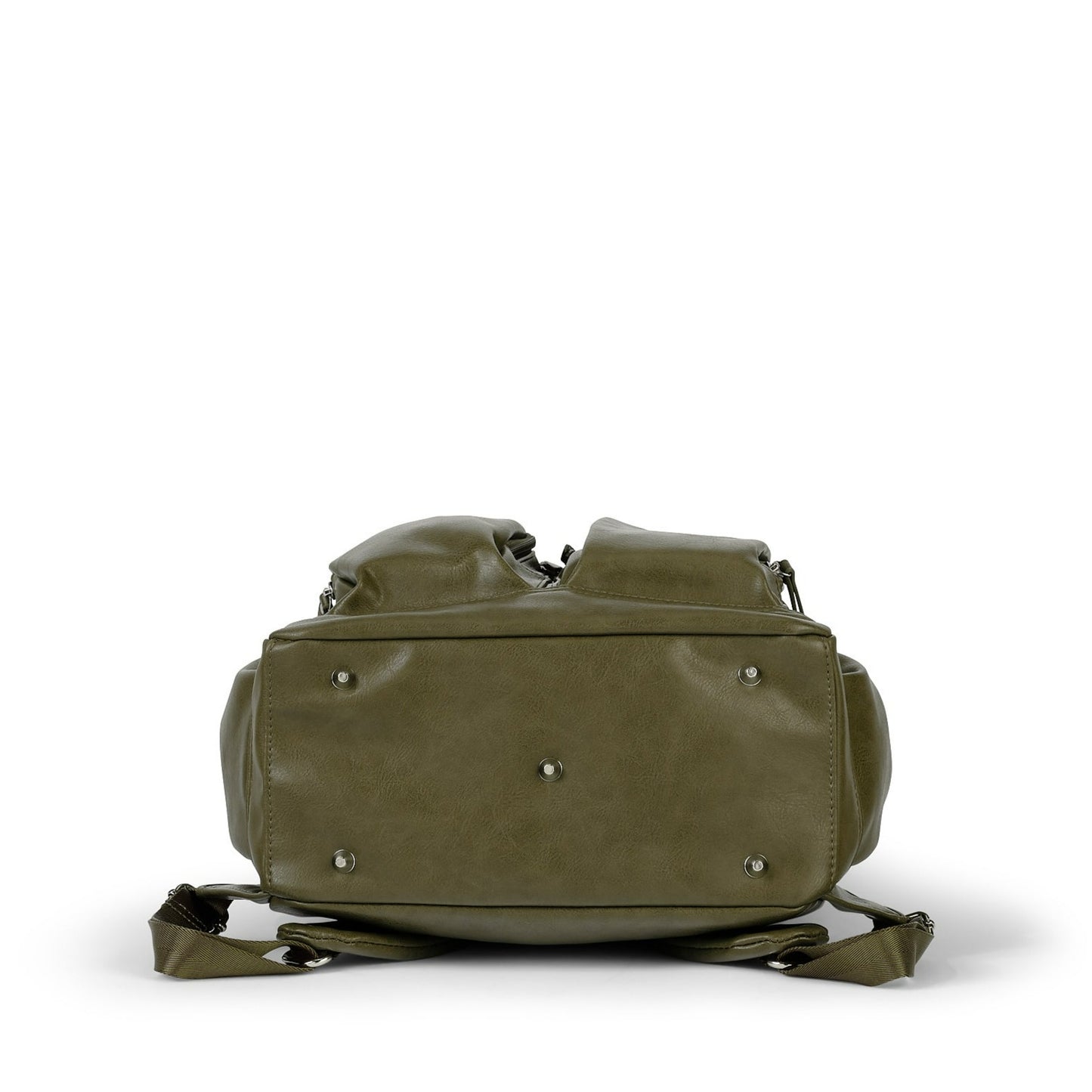 Faux Leather Diaper Backpack - Olive
