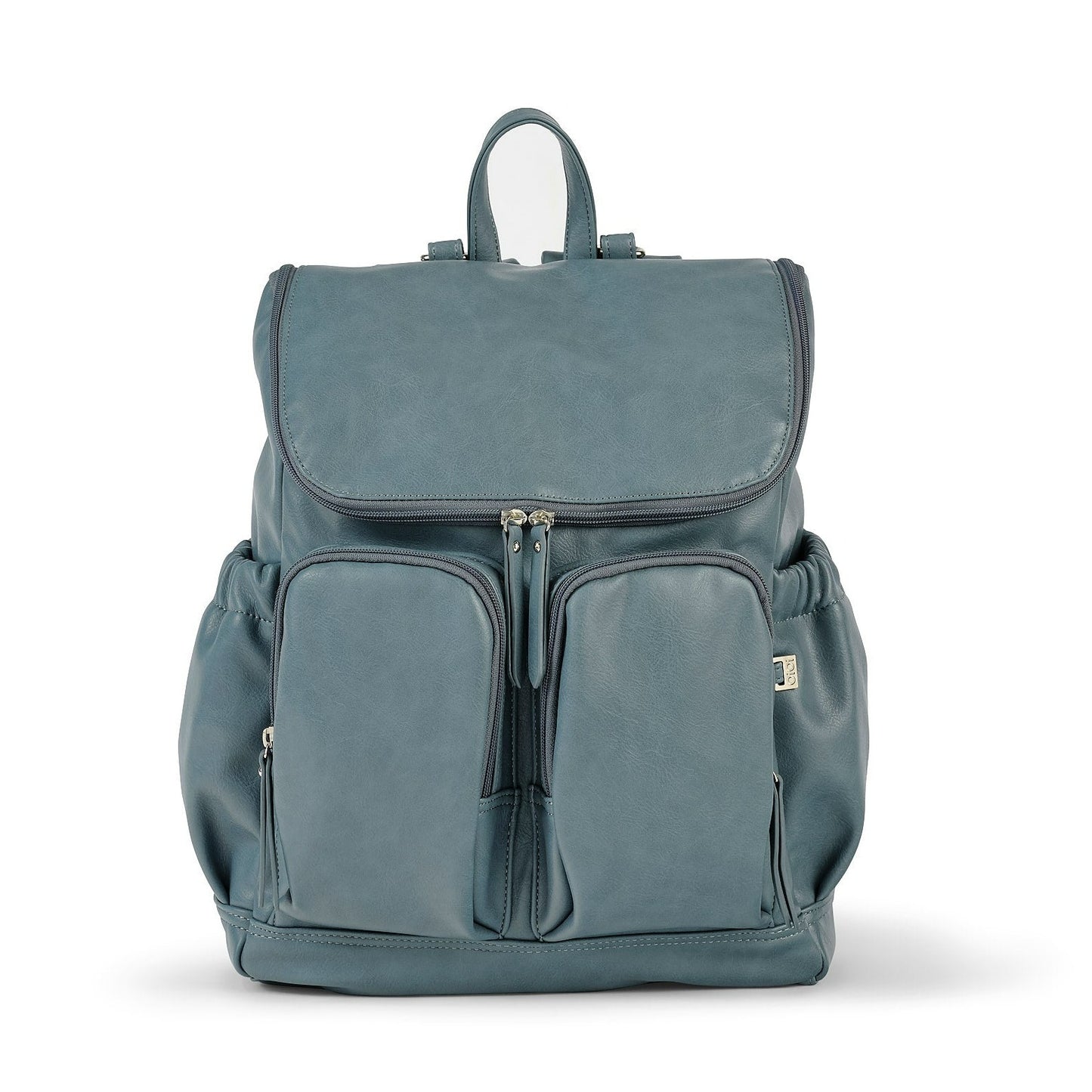 Faux Leather Diaper Backpack - Stone Blue