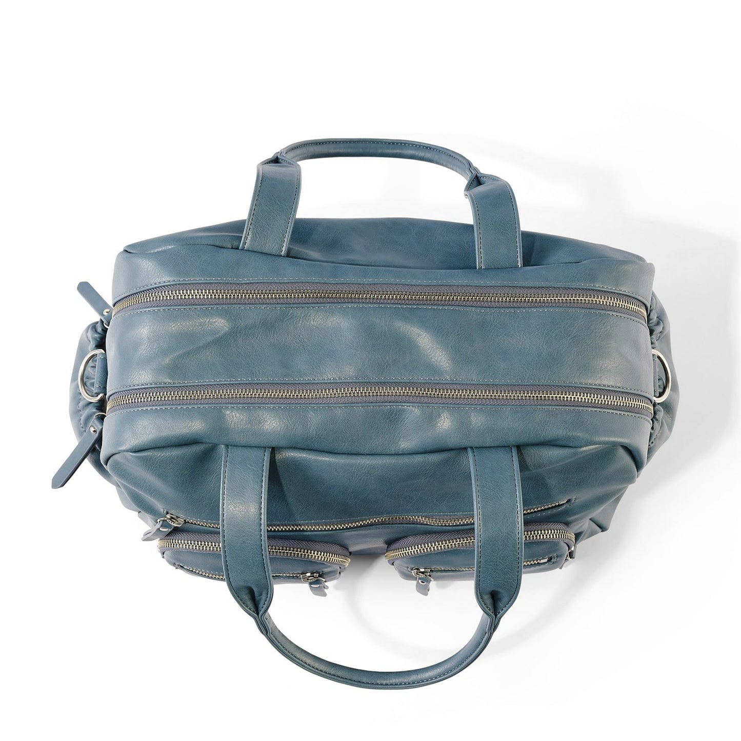 Faux Leather Carry All Diaper Bag - Stone Blue