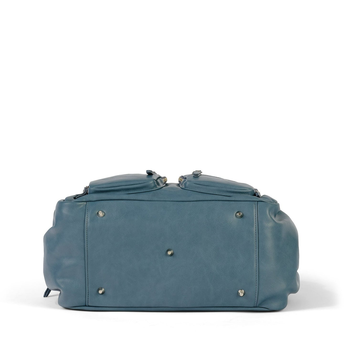 Faux Leather Carry All Diaper Bag - Stone Blue