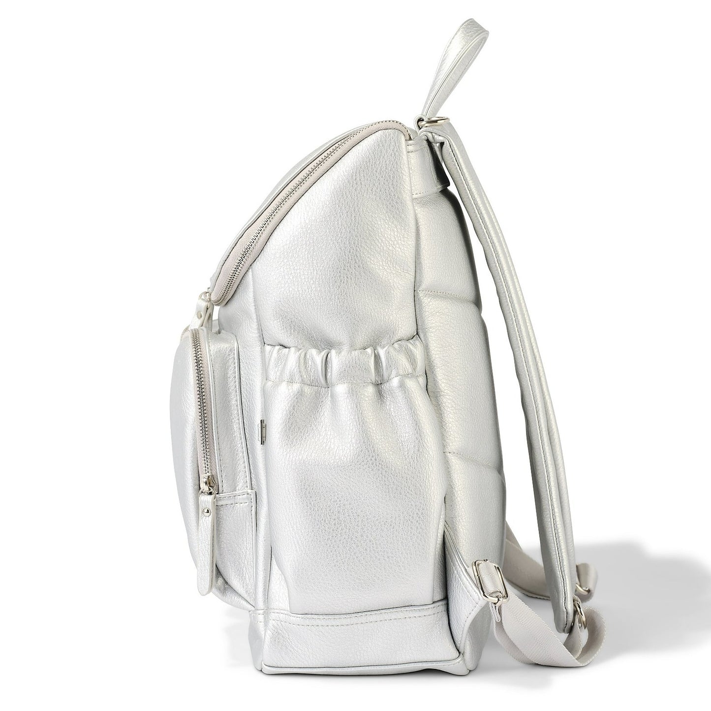 Dimple Faux Leather Diaper Backpack - Metallic