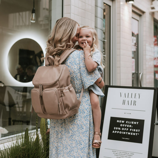 (PRE ORDER) Dimple Faux Leather Diaper Backpack - Oat