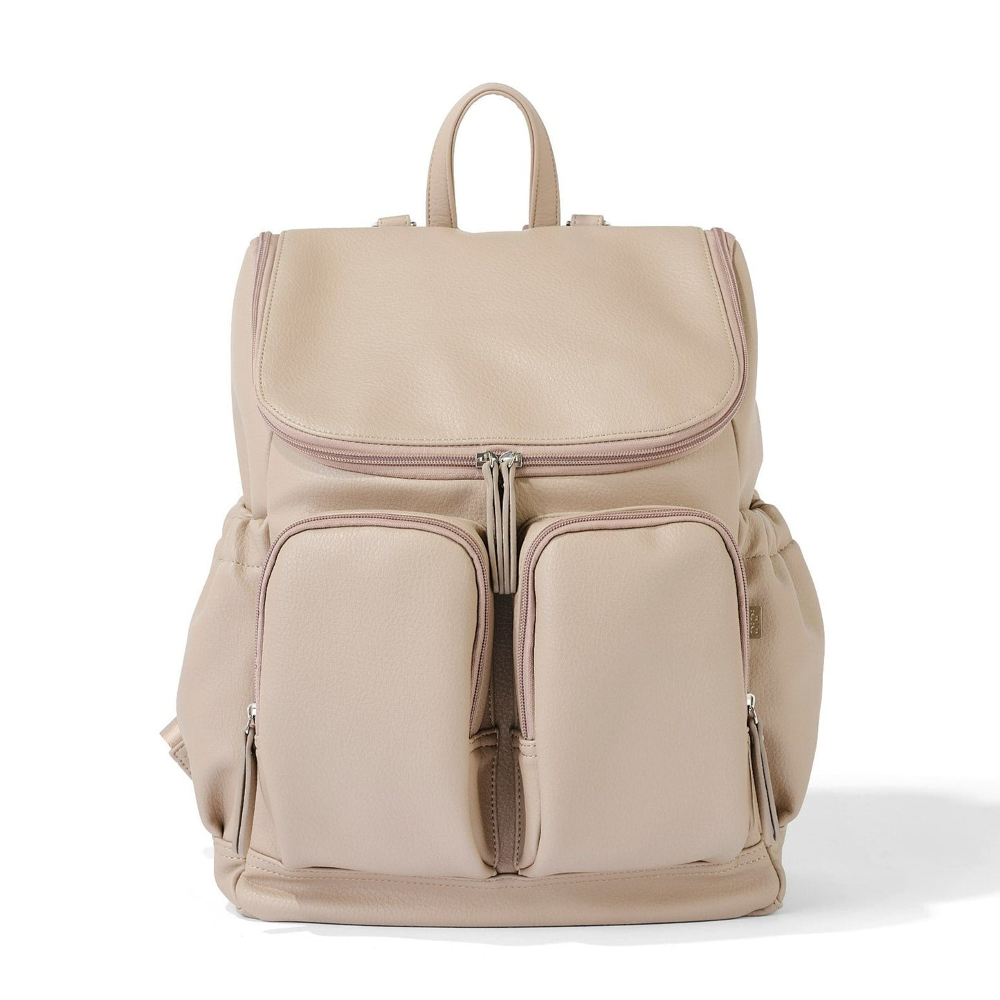 Dimple Faux Leather Diaper Backpack - Oat
