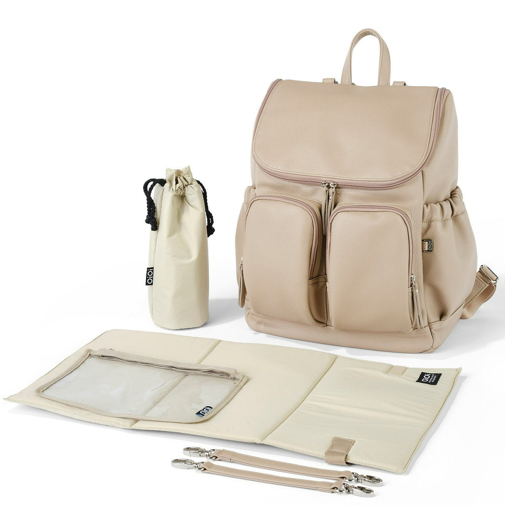 Signature Diaper Backpack - Oat Dimple Vegan Leather