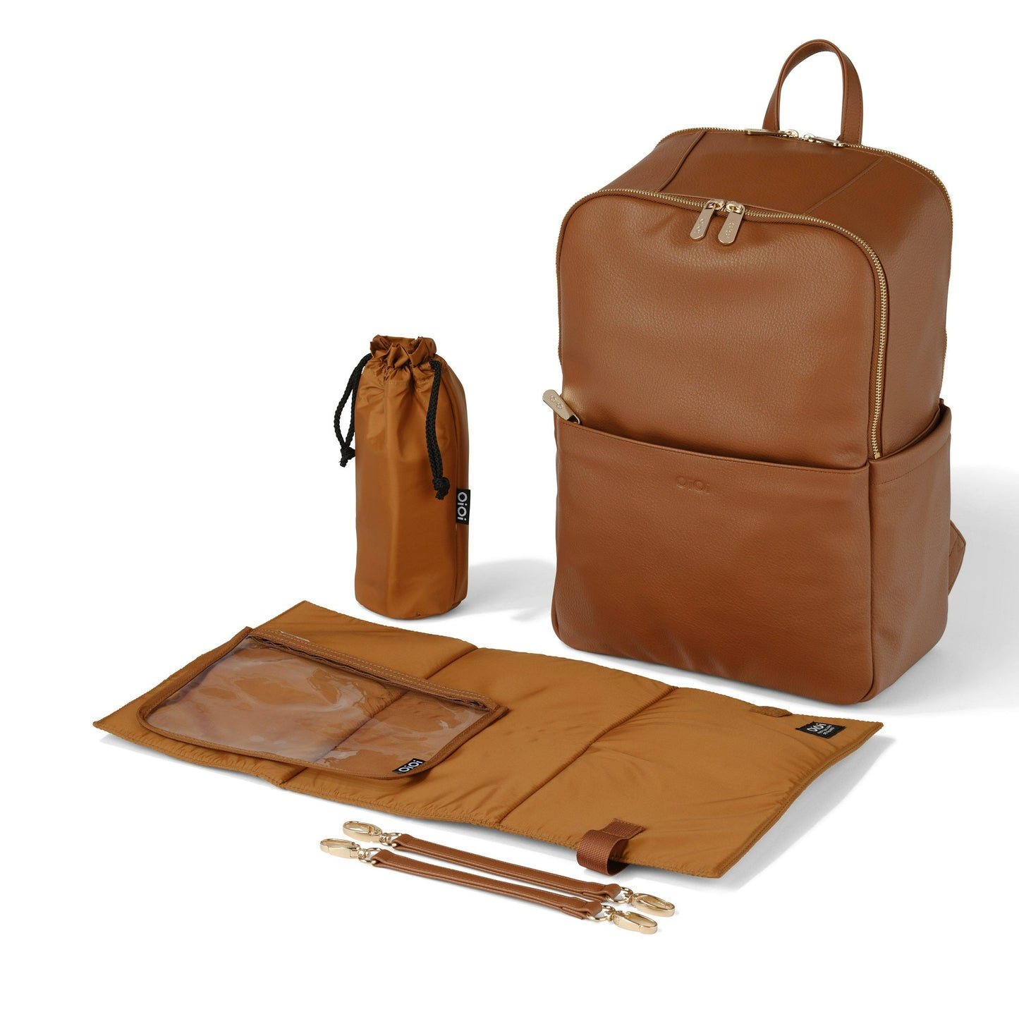 Multitasker Diaper Backpack - Chestnut Brown Vegan Leather