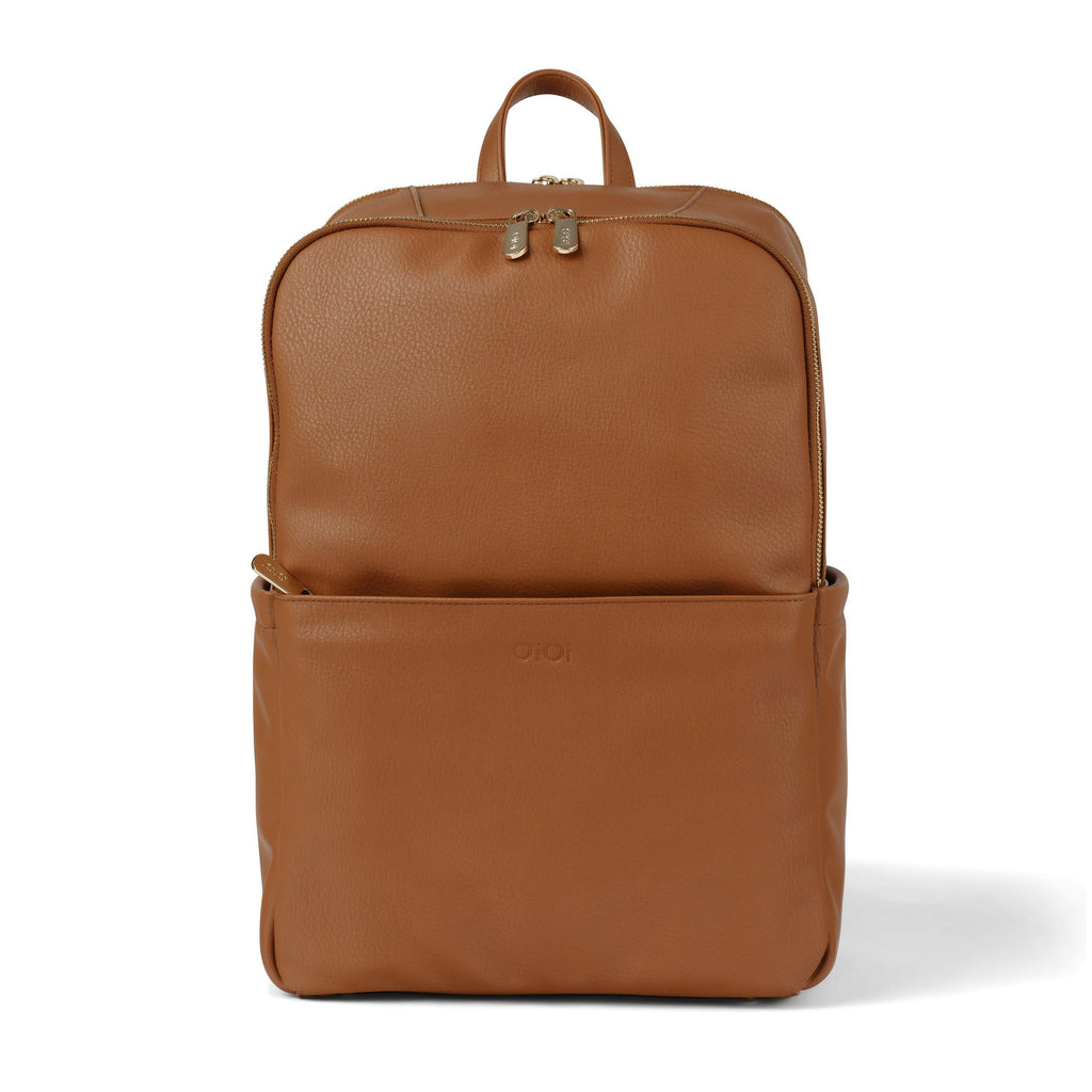 Multitasker Diaper Backpack - Chestnut Brown Vegan Leather