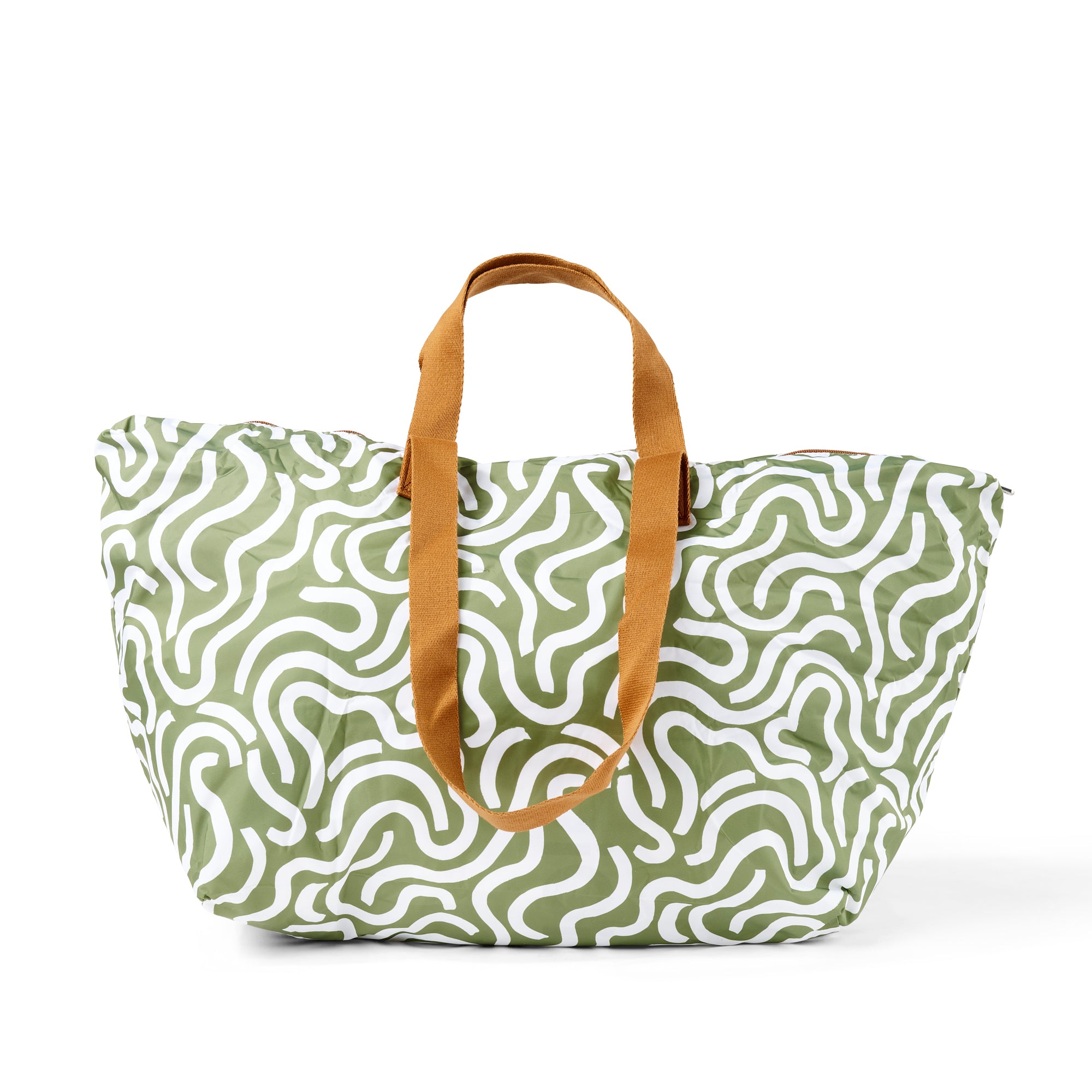 Fold-Up Shopping Tote - Green Squiggle