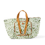 Fold-Up Shopping Tote - Green Squiggle