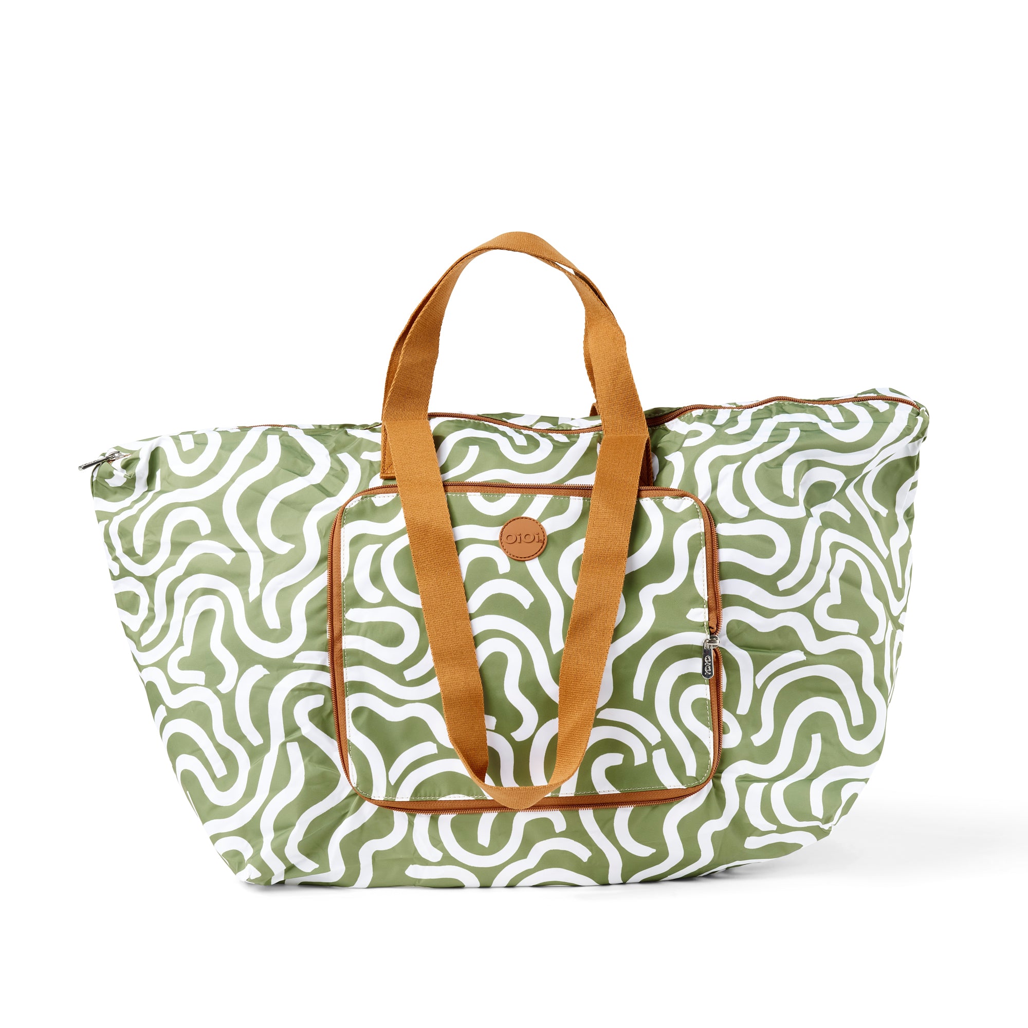 Fold-Up Shopping Tote - Green Squiggle