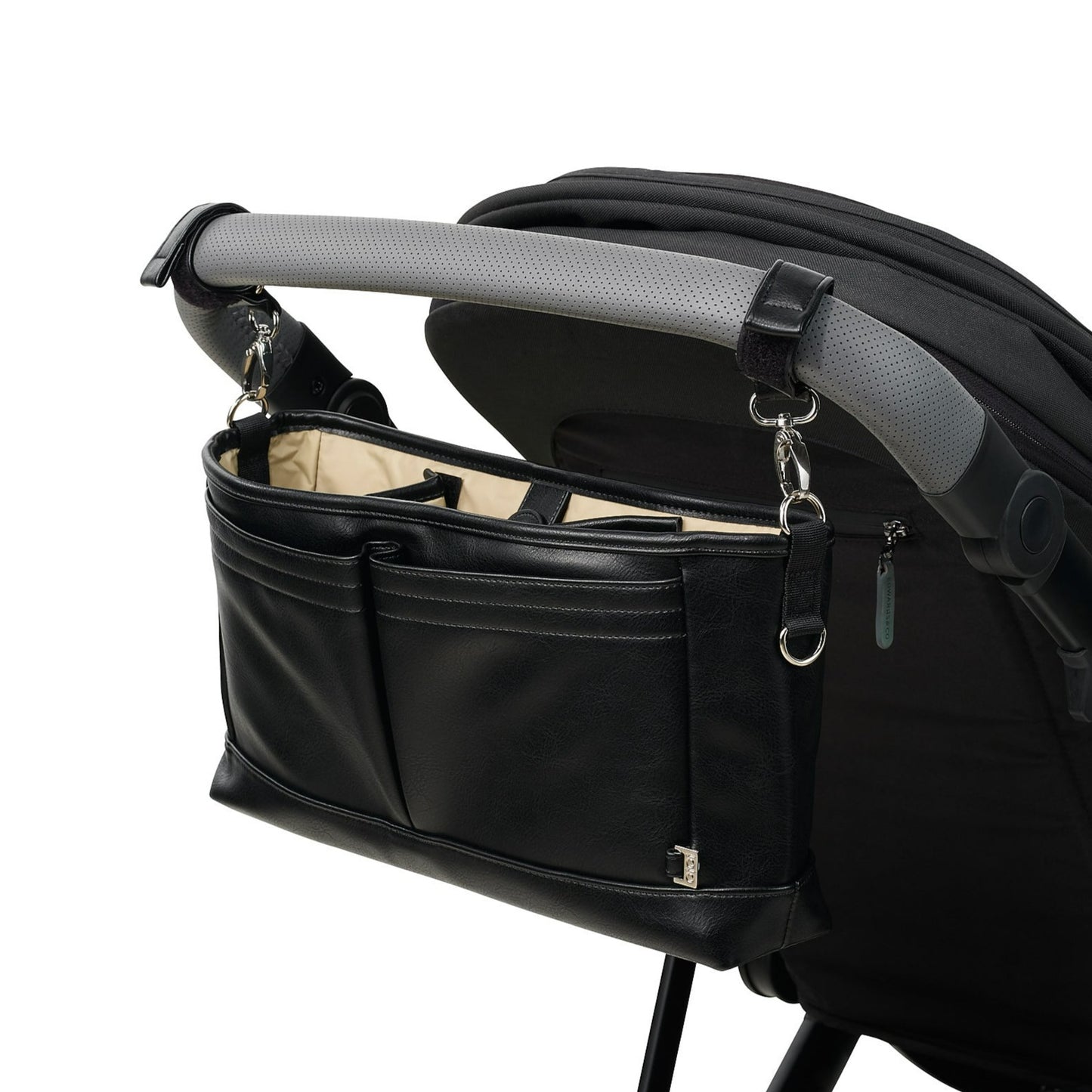 Signature Stroller and Pram Organiser/Caddy - Black Vegan Leather