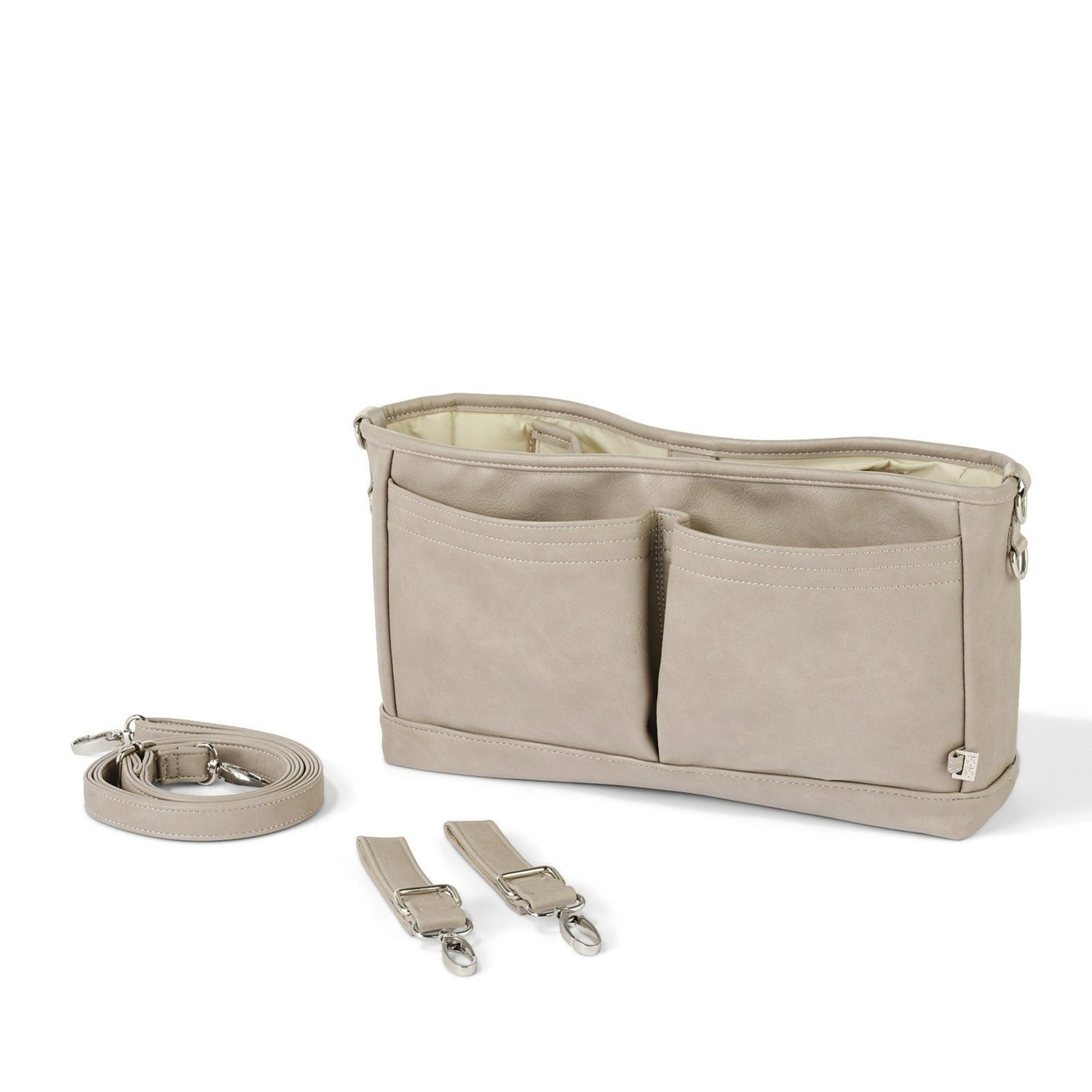 Signature Stroller and Pram Organiser/Caddy - Taupe Vegan Leather