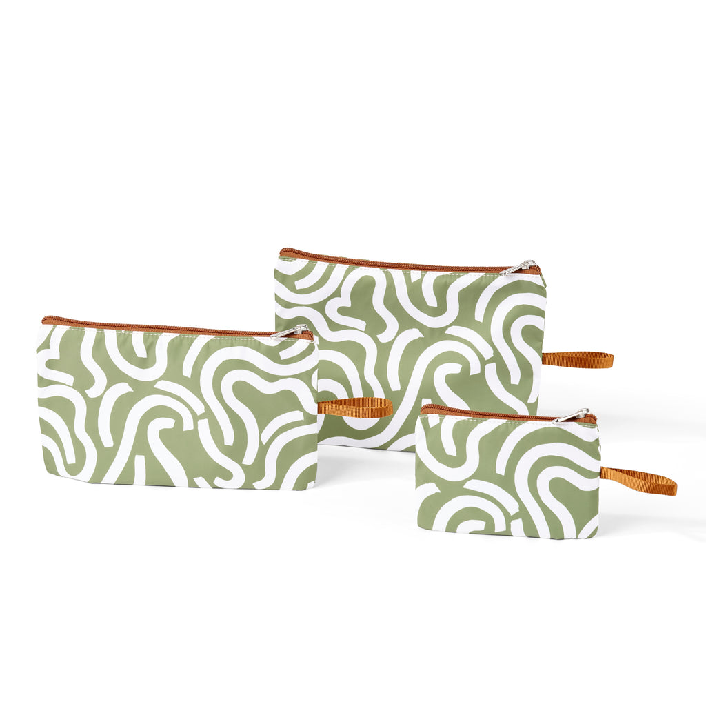 Packing Pouch Trio - Green Squiggle