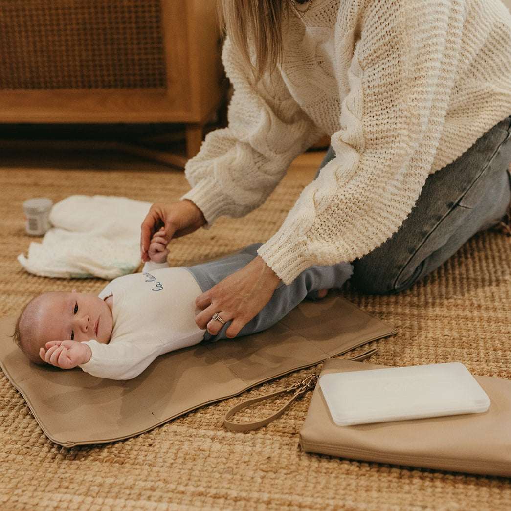 Diaper Changing Pouch - Oat Vegan Leather