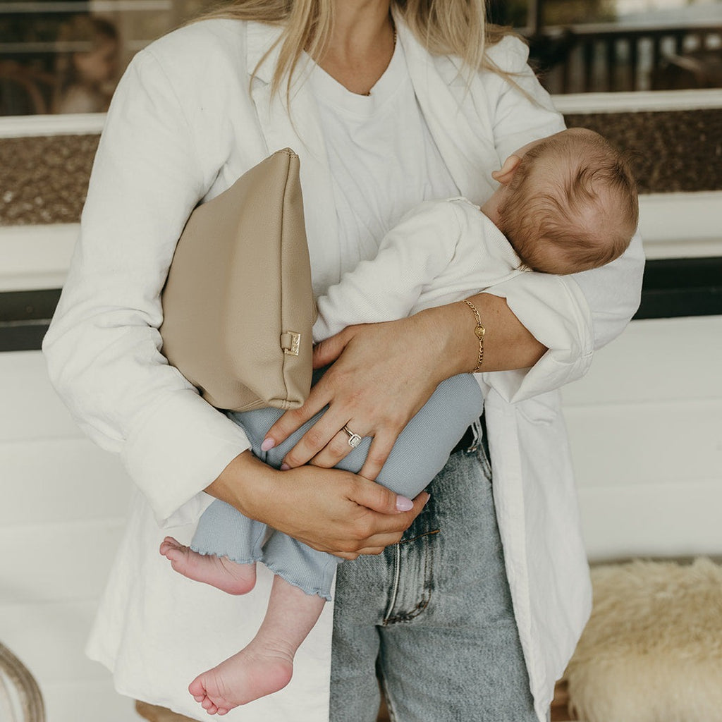 Diaper Changing Pouch - Oat Vegan Leather