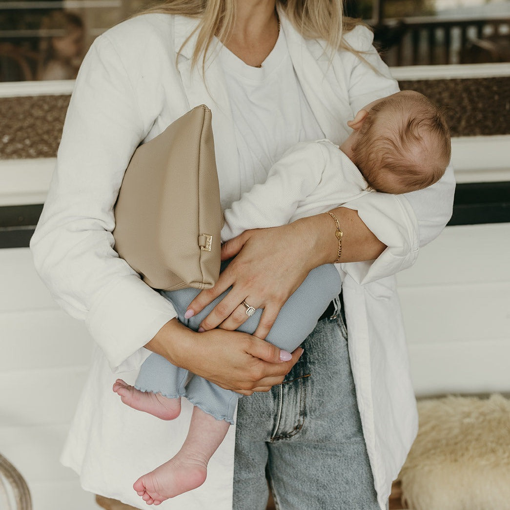 Diaper Changing Pouch - Oat Vegan Leather