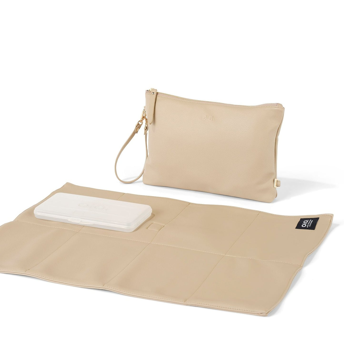 Faux Leather Diaper Changing Pouch - Oat