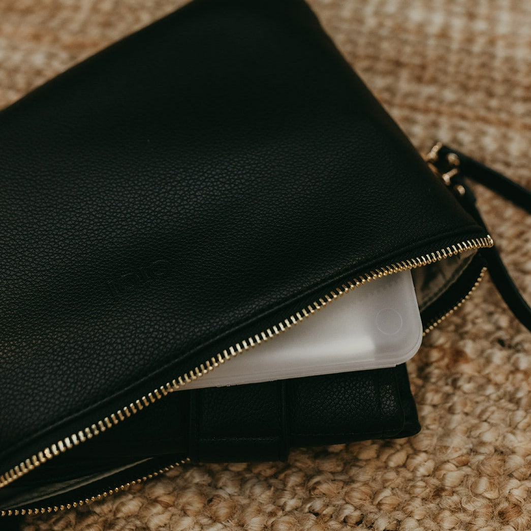 Diaper Changing Pouch - Black Vegan Leather