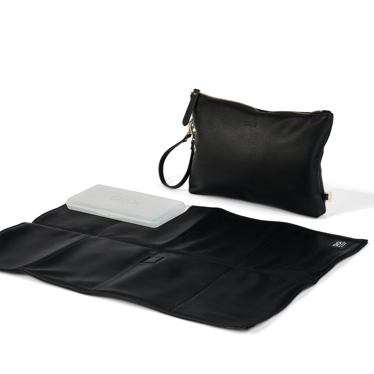 Diaper Changing Pouch - Black Vegan Leather