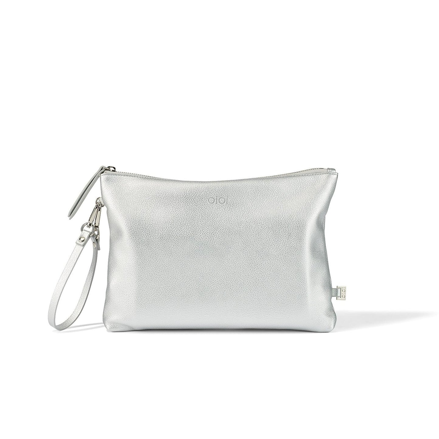 Diaper Changing Pouch - Metallic Silver Vegan Leather