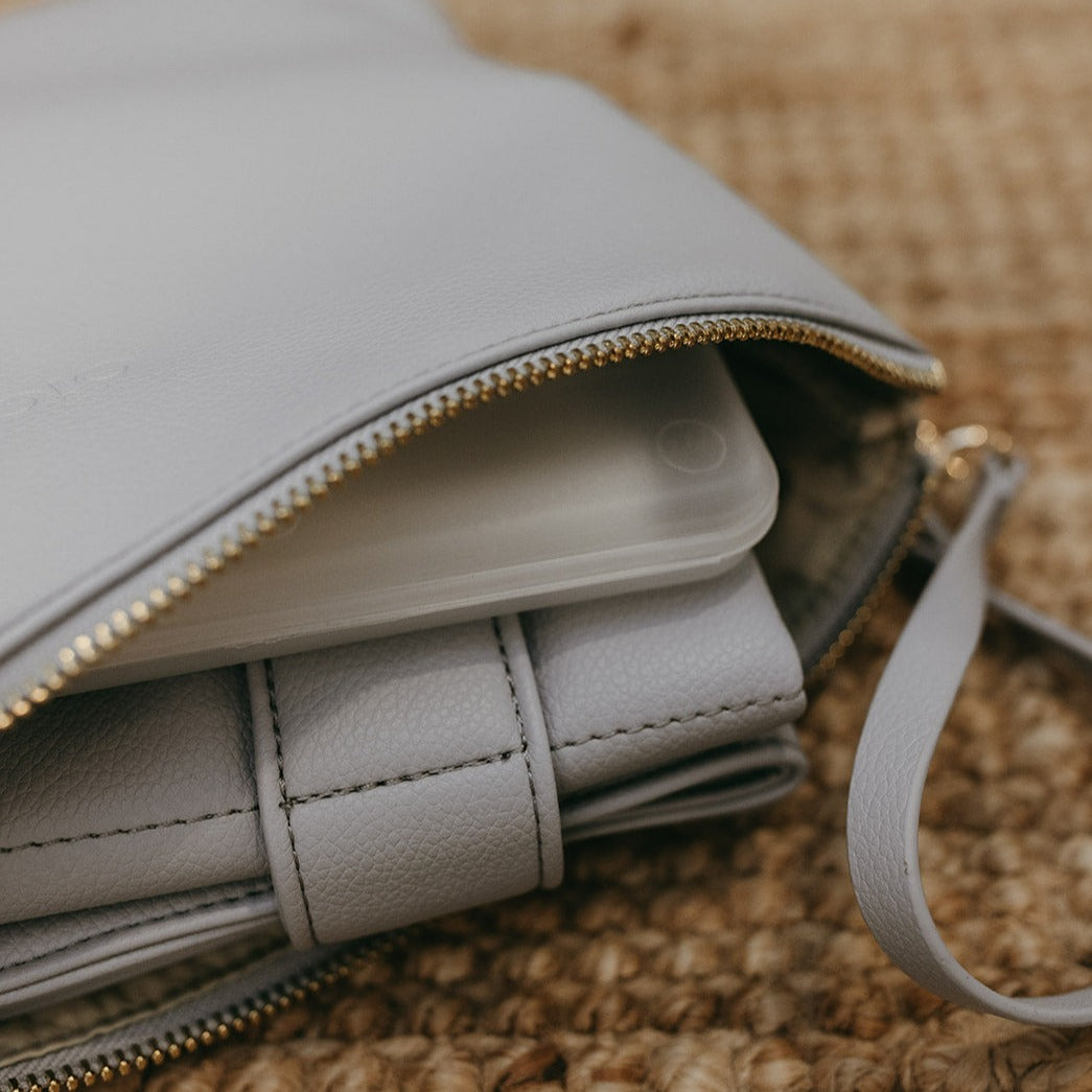 Diaper Changing Pouch - Blue Vegan Leather